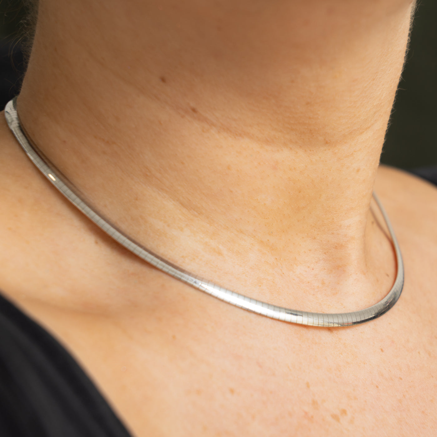 18k Two Tone Gold Omega Necklace | 4mm | 16"