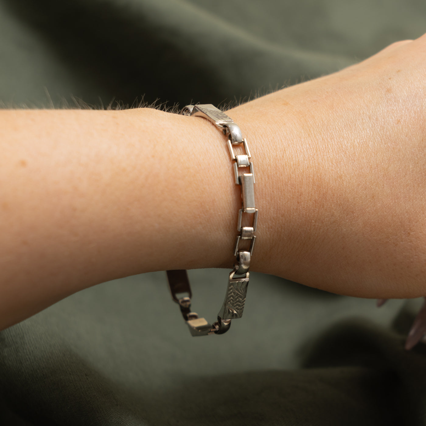 Sterling Silver Engraved ID Tag Bracelet | 7.5"