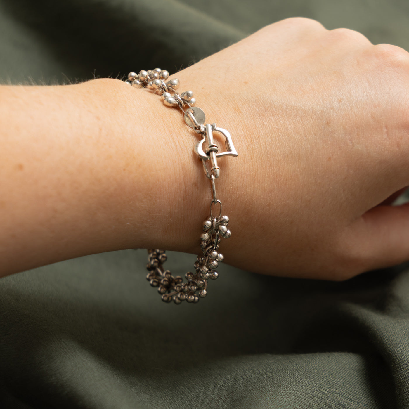 Sterling Silver Bead Cluster Chain Bracelet | 8"