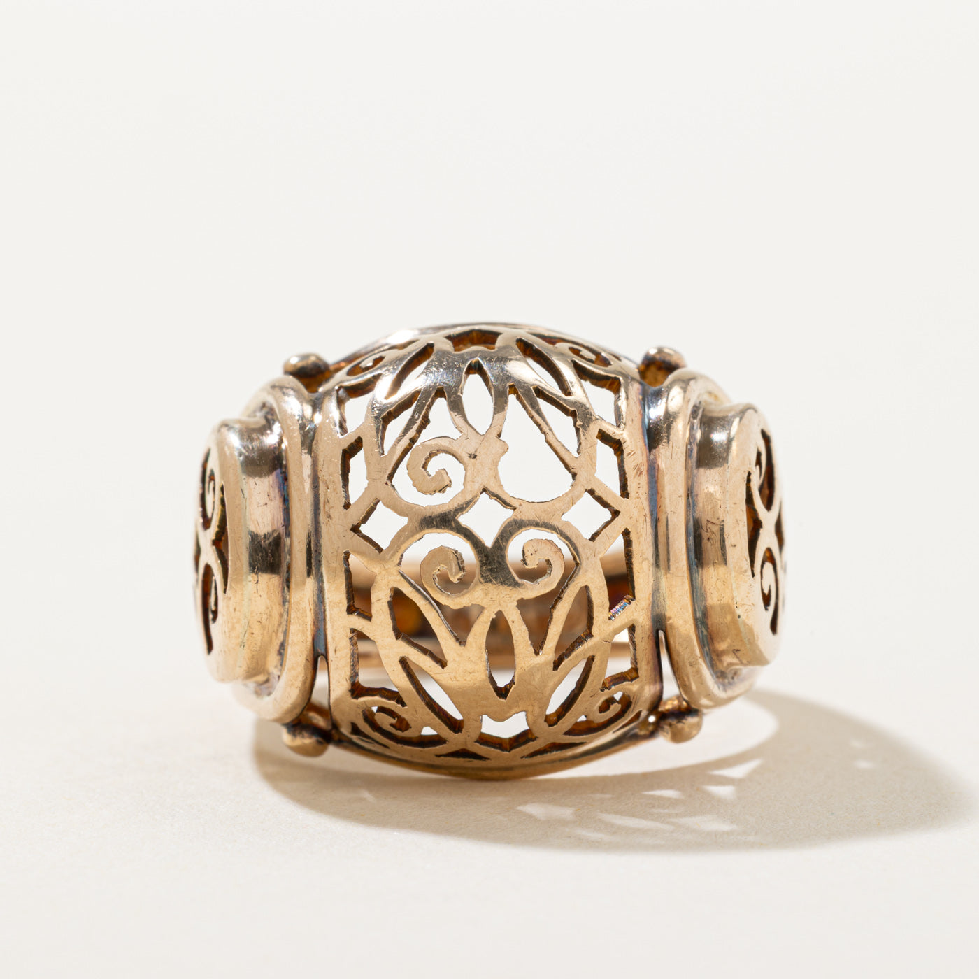Vintage 14k Yellow Gold Openwork Cocktail Ring | SZ 8.5