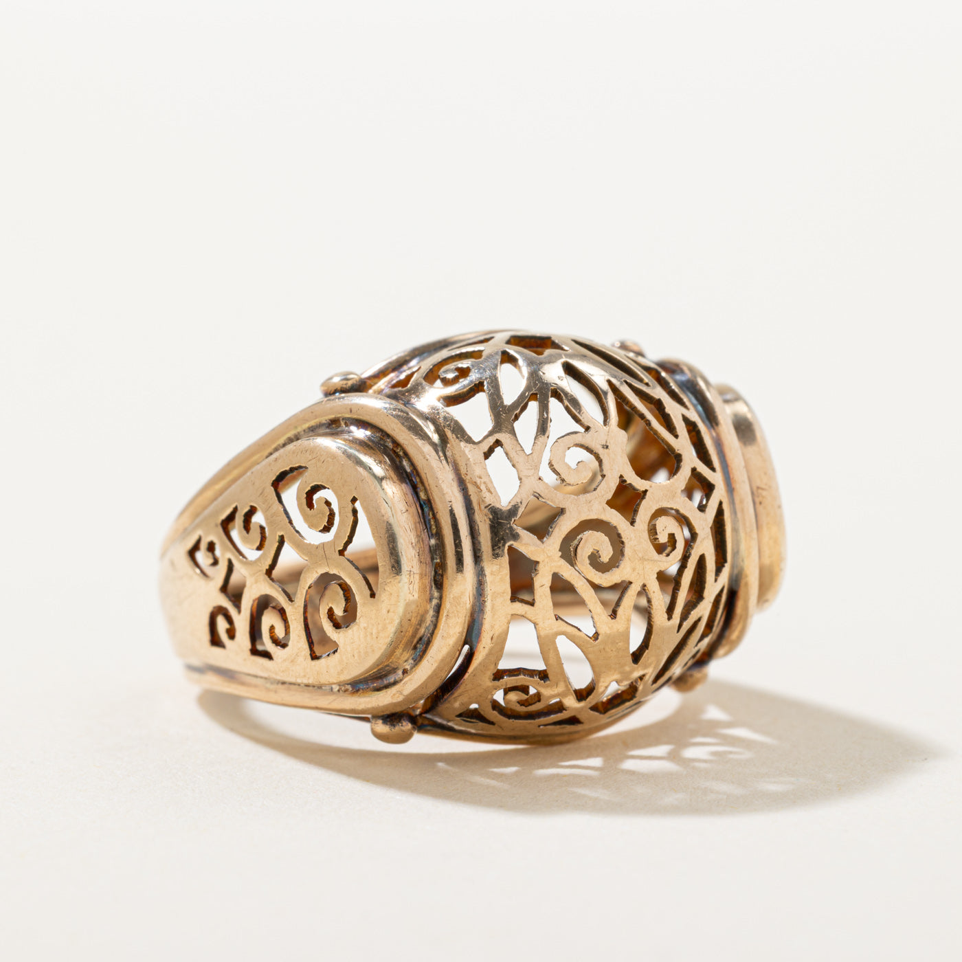 Vintage 14k Yellow Gold Openwork Cocktail Ring | SZ 8.5