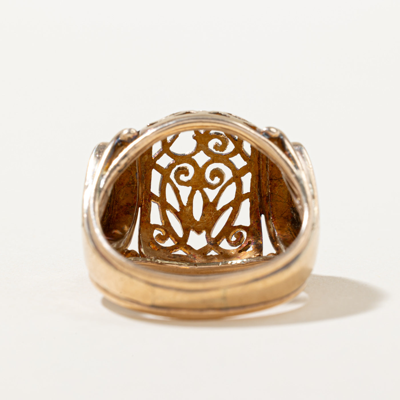 Vintage 14k Yellow Gold Openwork Cocktail Ring | SZ 8.5