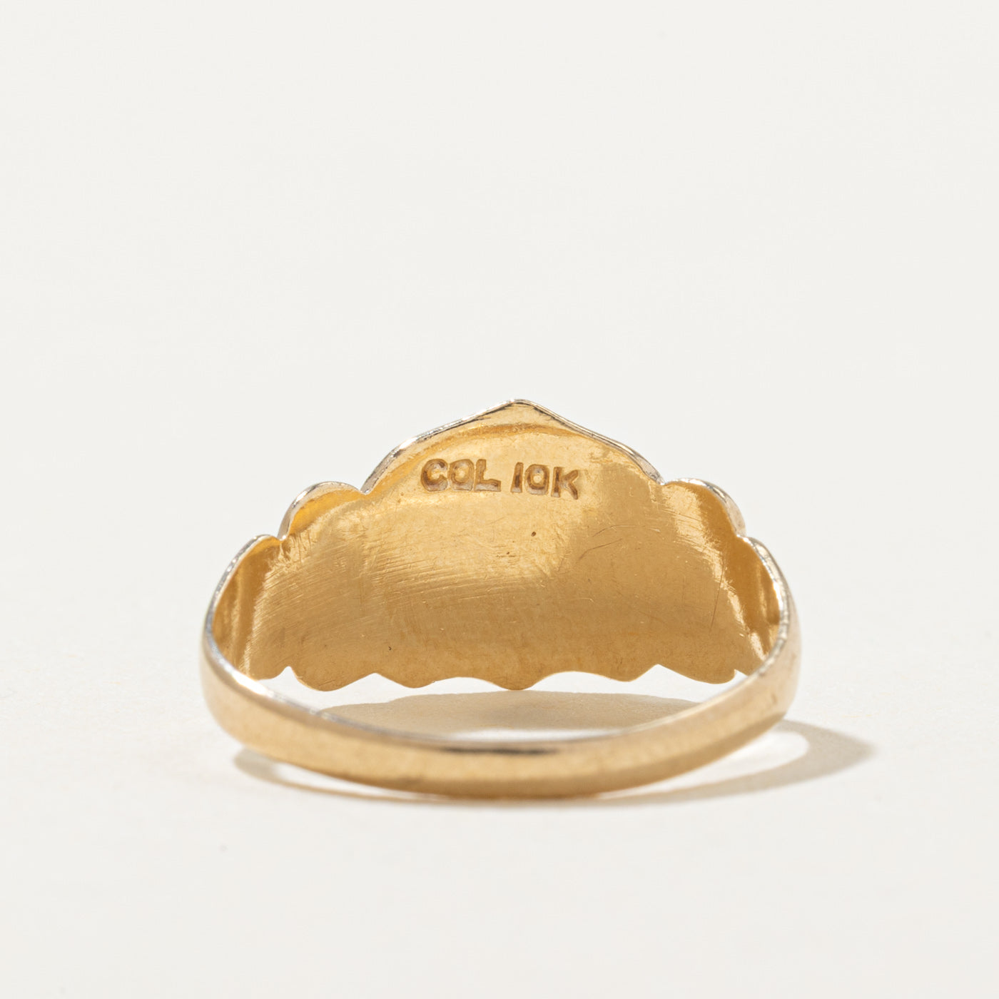 Bague en or jaune 10 carats en forme de crête | Taille 3,75