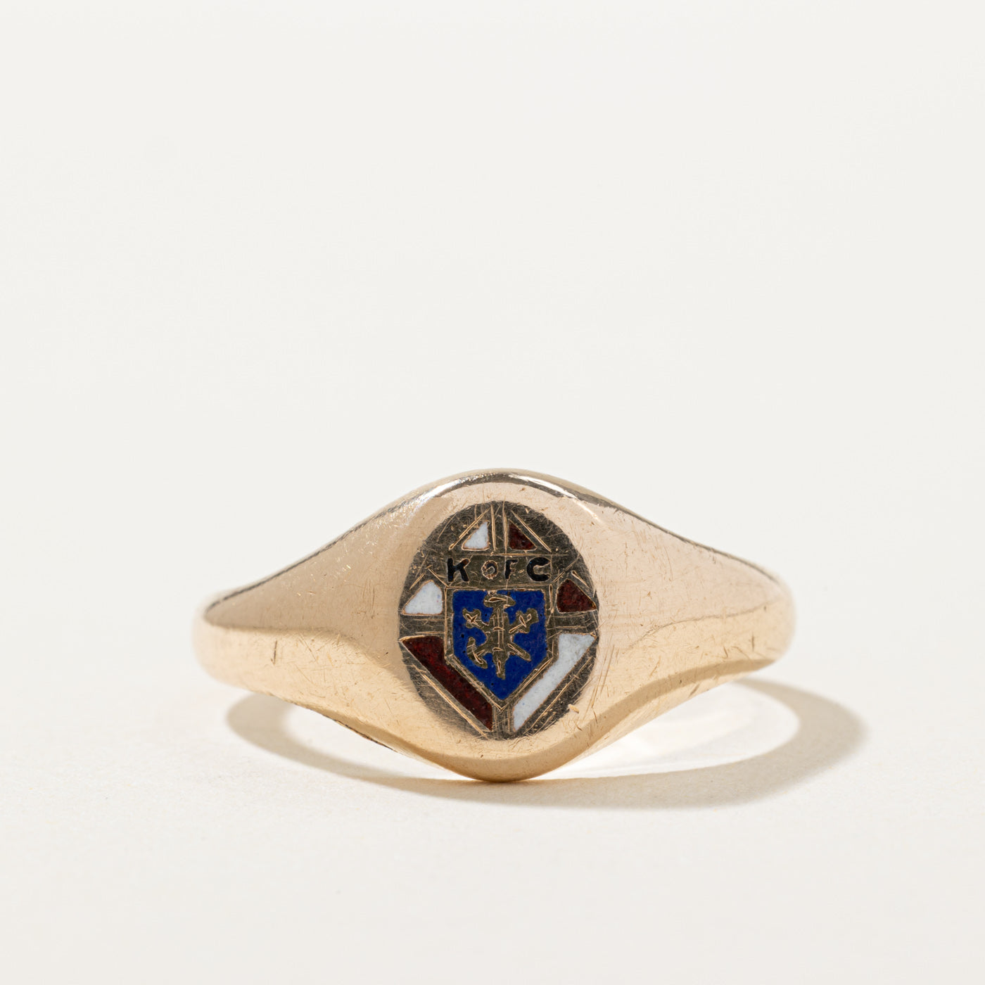 Vintage Knights of Columbus Enamel Crest Ring | SZ 10.5