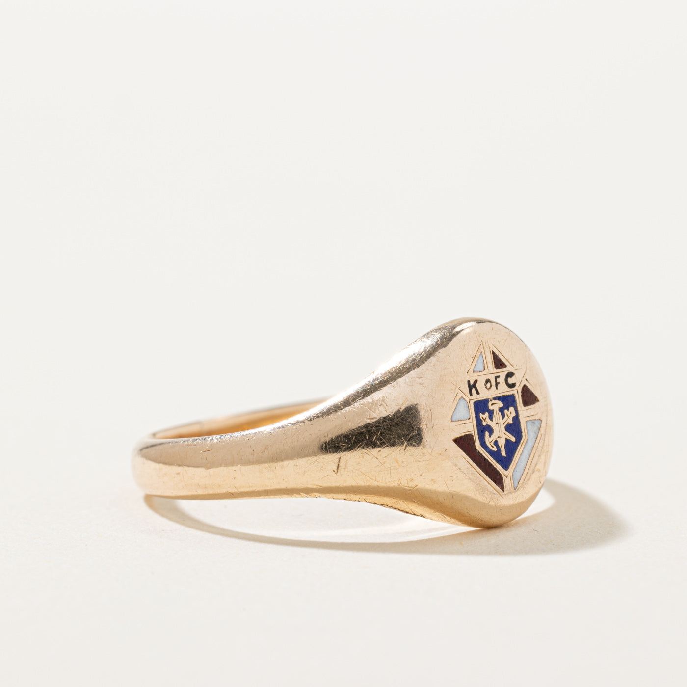 Vintage Knights of Columbus Enamel Crest Ring | SZ 10.5