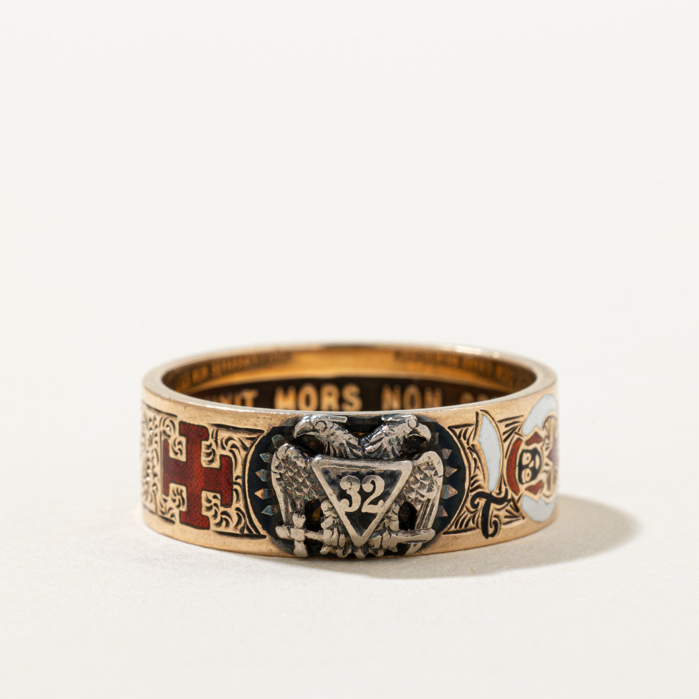 Vintage Masonic Enamel Band | 7.35mm | SZ 10.25