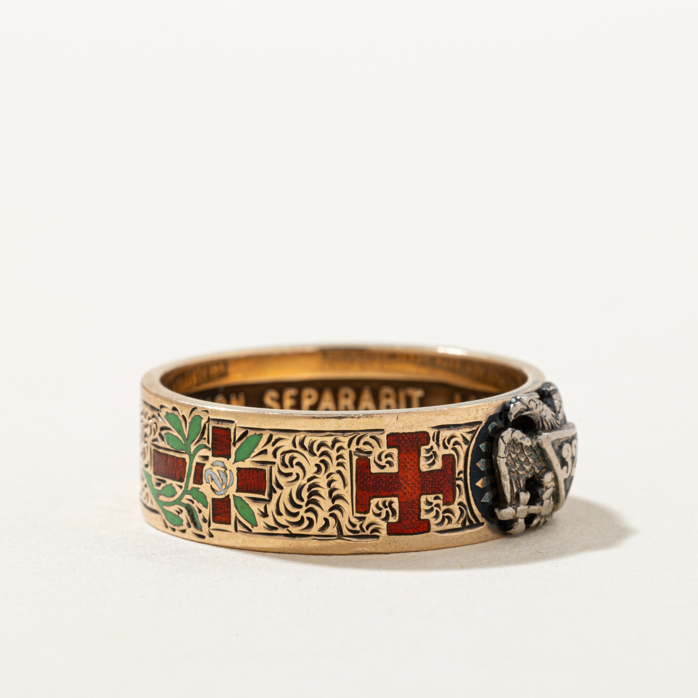 Vintage Masonic Enamel Band | 7.35mm | SZ 10.25