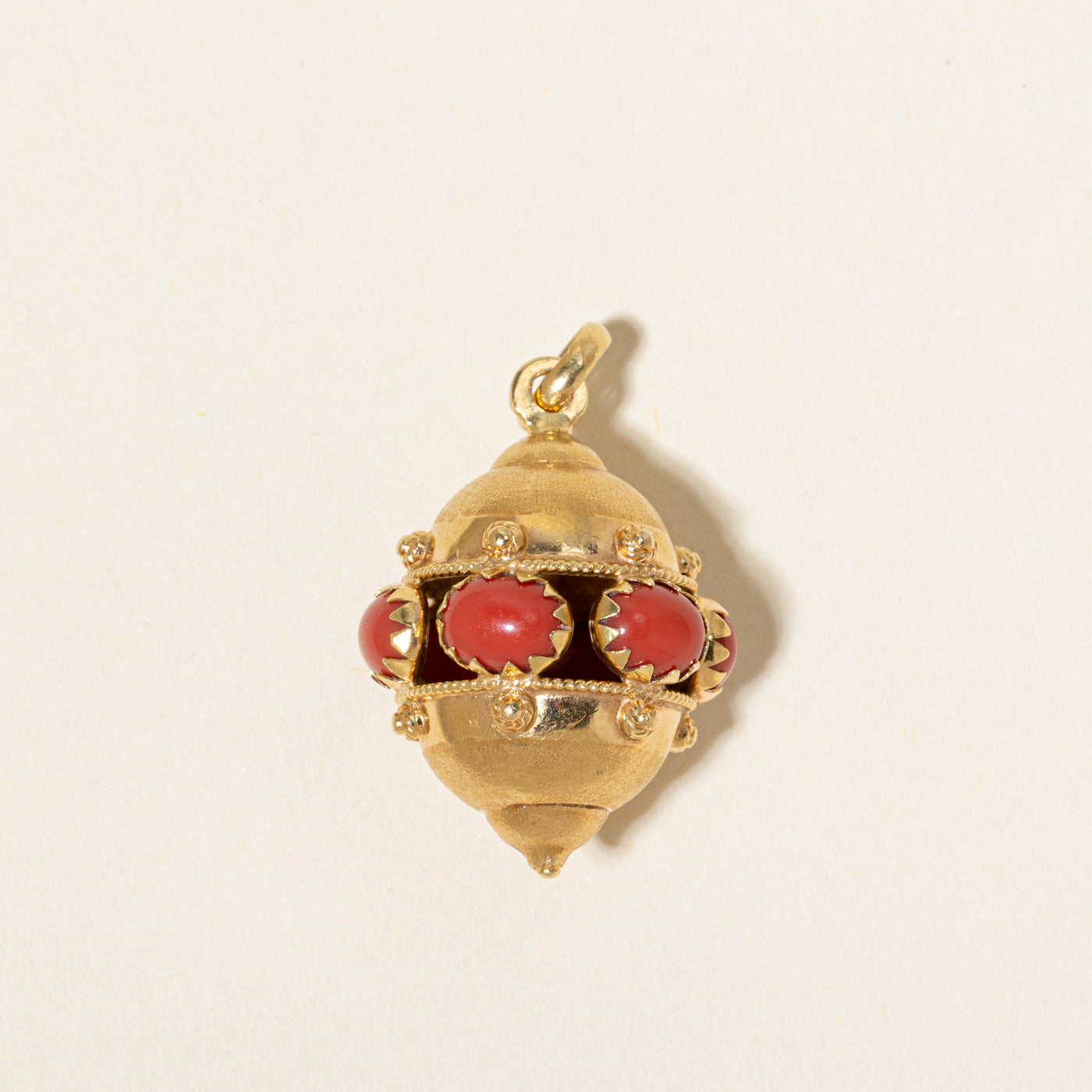 Vintage Italian Coral Egg Shaped Charm Pendant | 6.00ctw