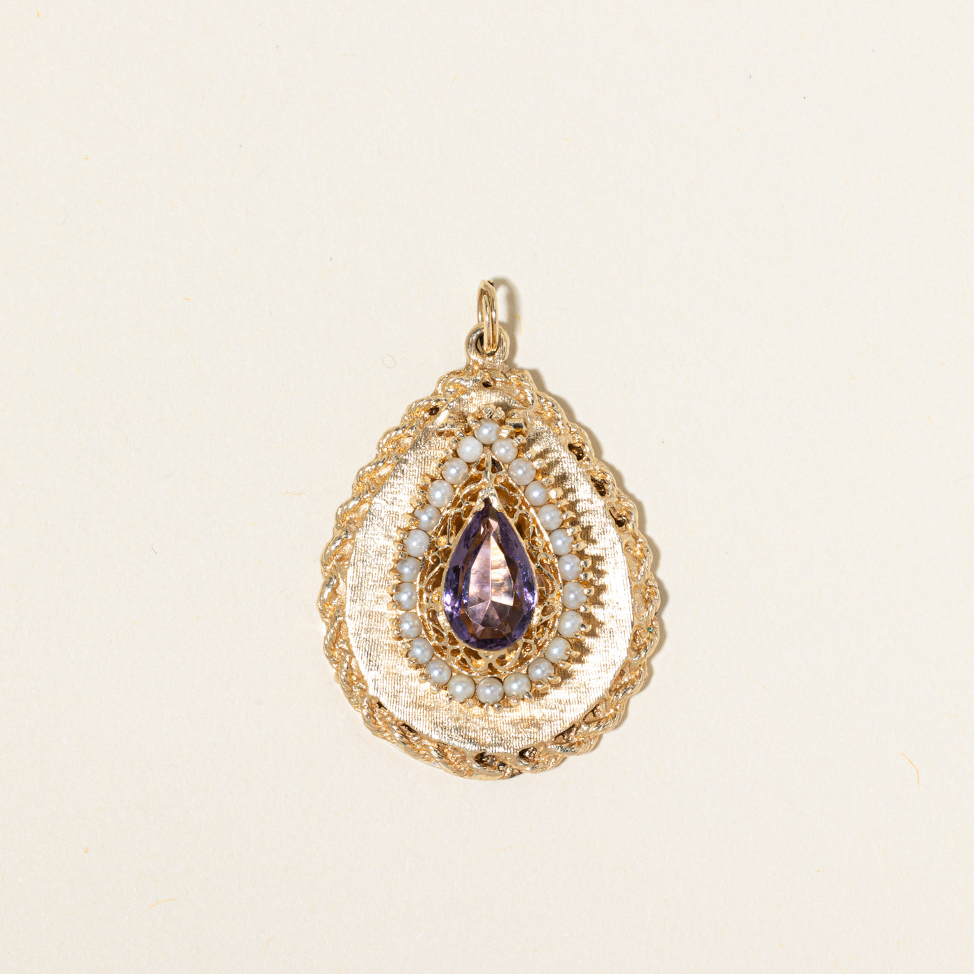 Purple Glass & Pearl Pear Shaped Pendant | 2.50ct
