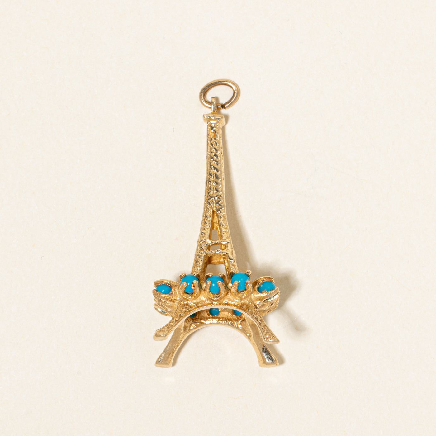 14k Imitation Turquoise Eiffel Tower Pendant | 1.00ctw