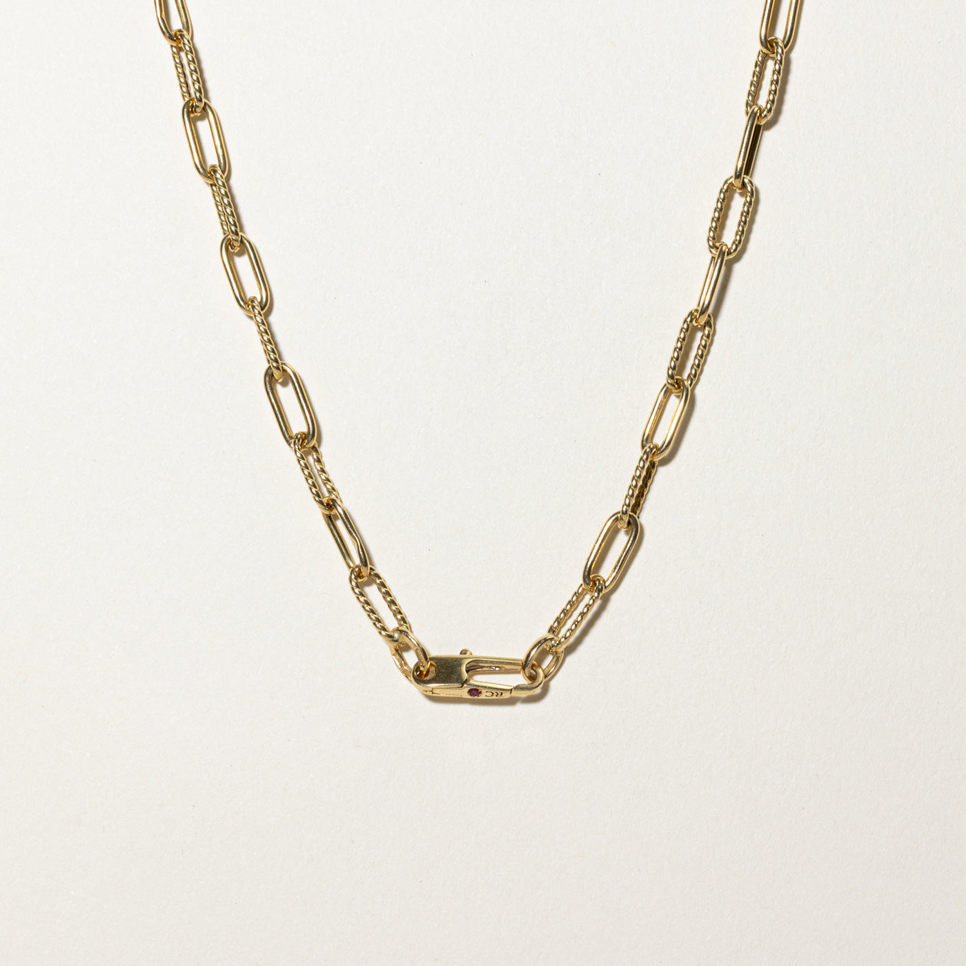 'Roberto Coin' Italian Paperclip Ruby Closure Chain | 0.02ct | 22"