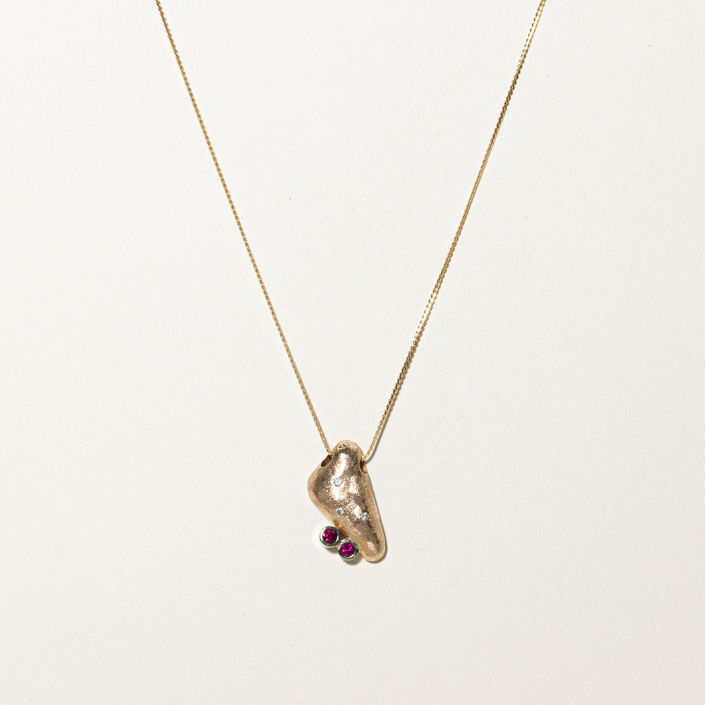 Ruby & Diamond Abstract Pendant Necklace | 0.13ctw, 0.03ctw | 14"