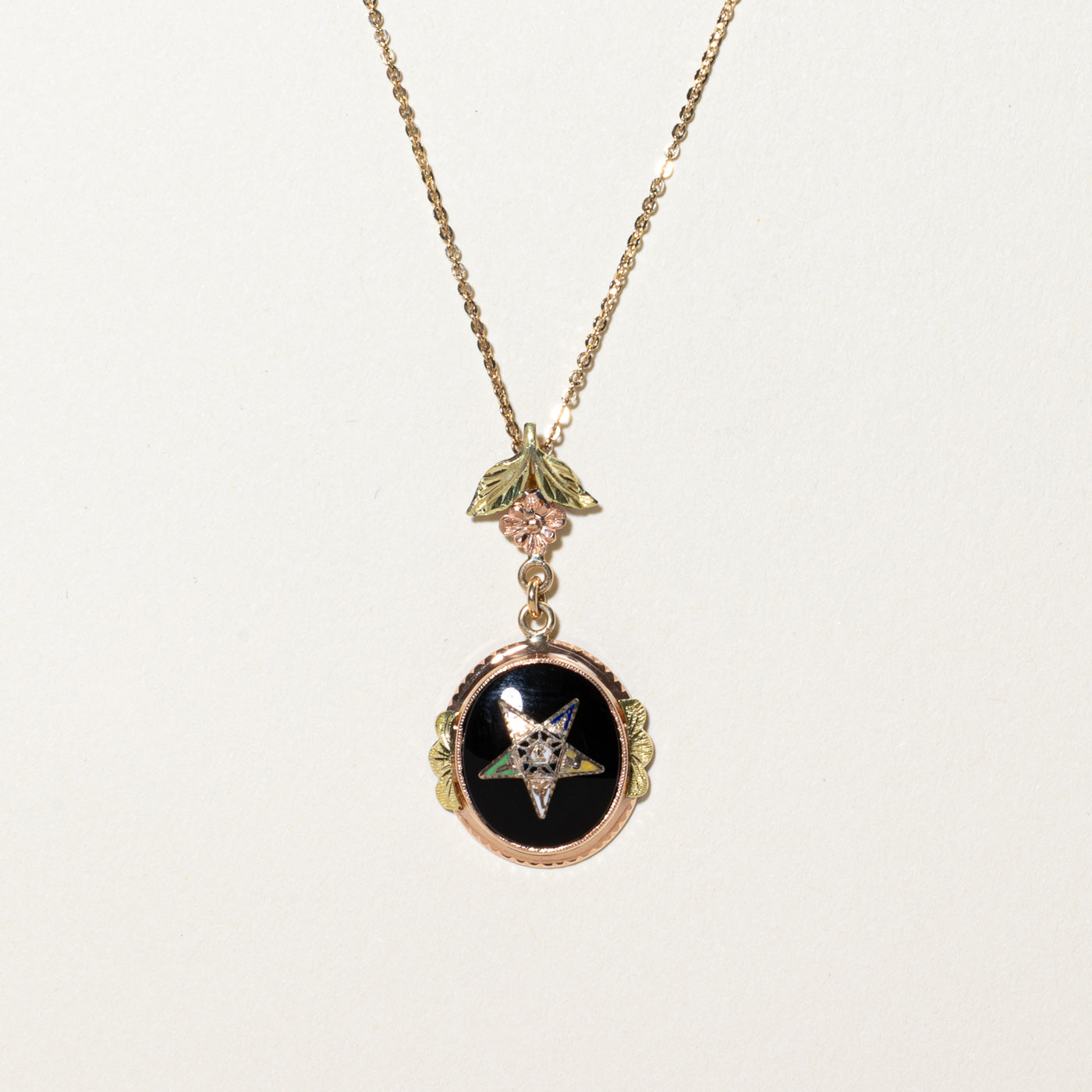 Italian Onyx Free Masons Crest Pendant Necklace | 4.00ct | 18"