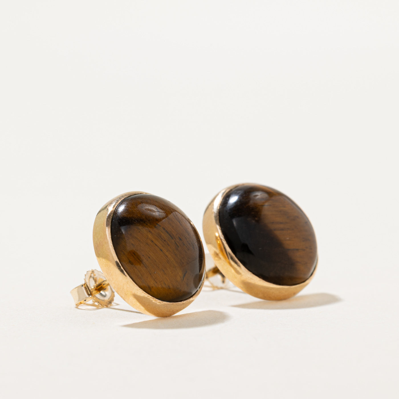 Antique Tigers Eye Quartz Stud Earrings | 12.00ctw