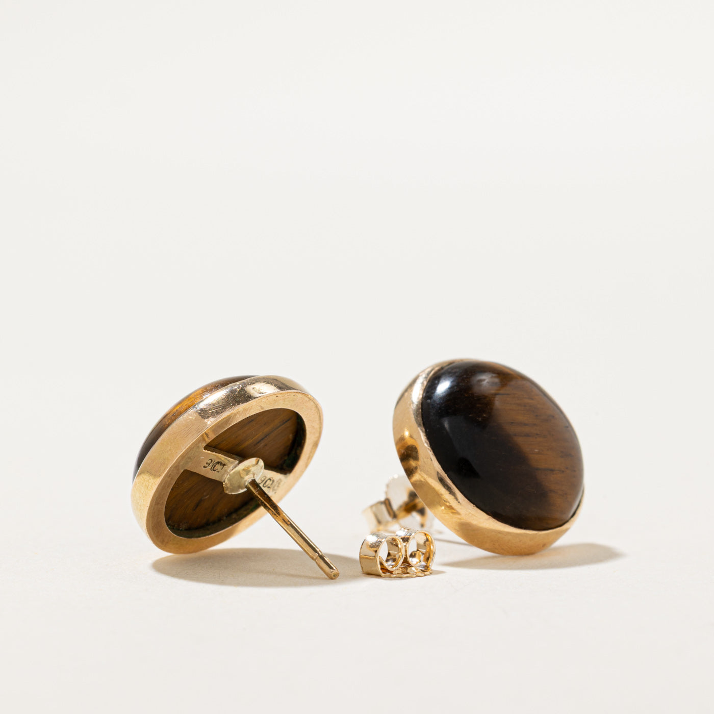 Antique Tigers Eye Quartz Stud Earrings | 12.00ctw