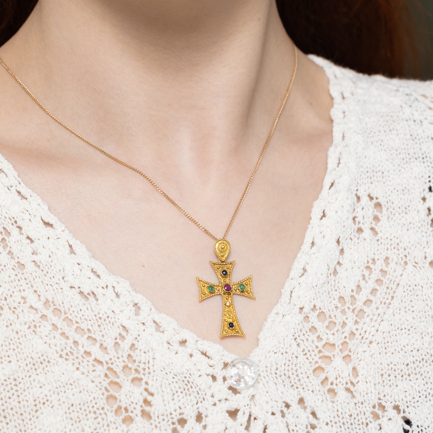 Multi Gestone Cross Pendant | 0.41ctw