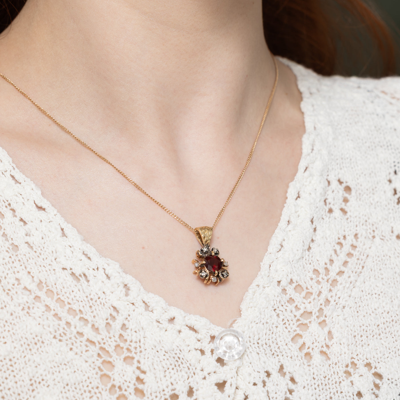 Garnet & Diamond Pendant | 2.25ct, 0.25ctw
