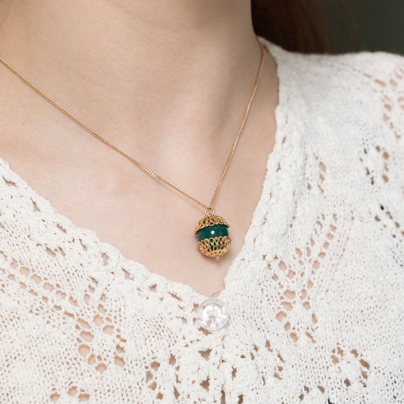 Green Glass Egg Shaped Pendant | 10.00ct
