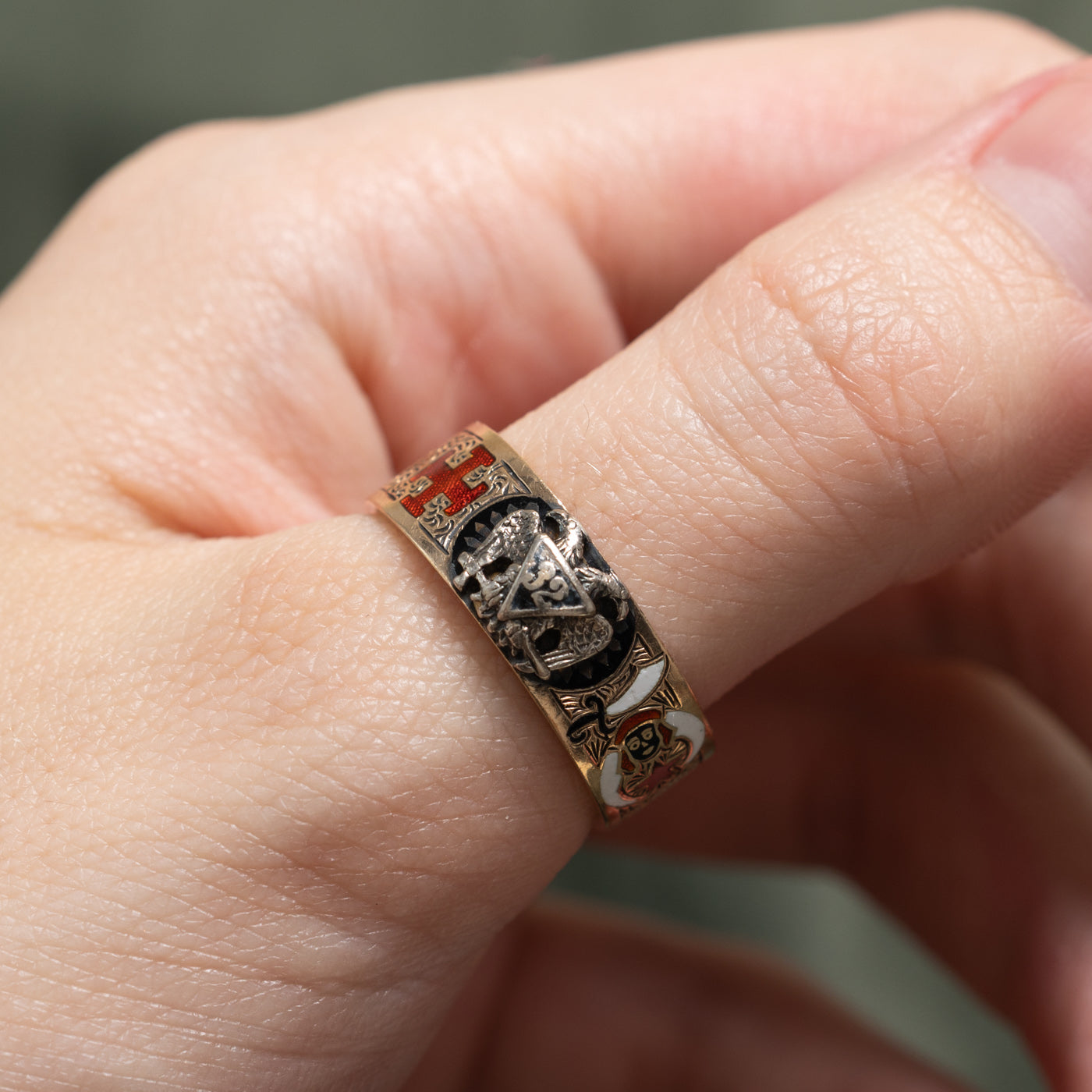 Vintage Masonic Enamel Band | 7.35mm | SZ 10.25