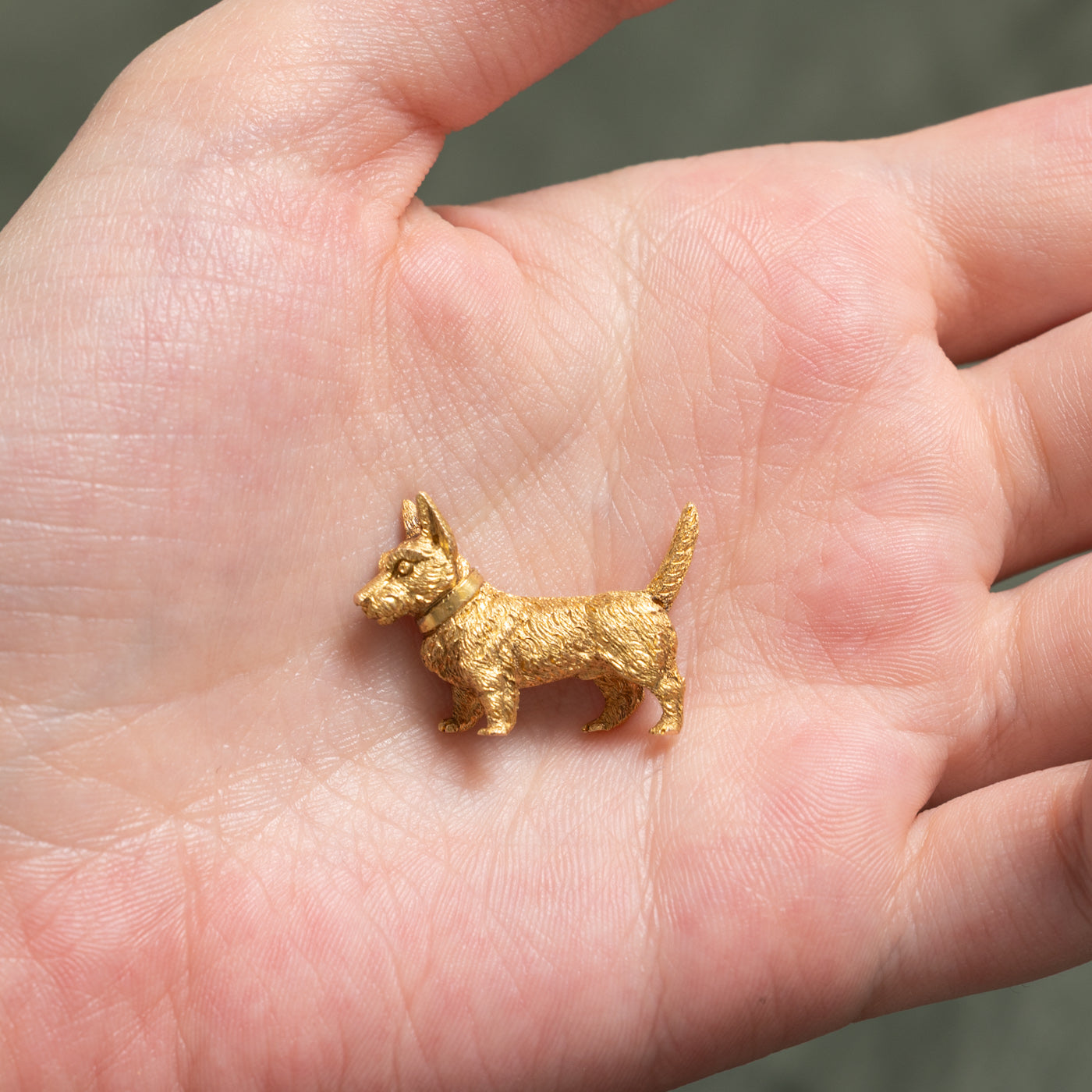 Vintage 15k Yellow Gold Scottish Terrier Figure
