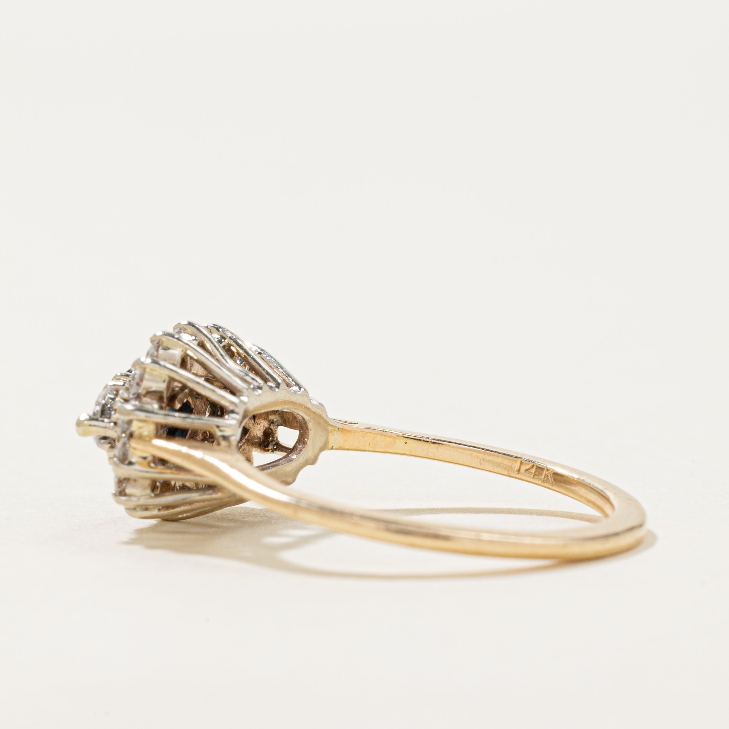 Diamond & Sapphire Cathedral Ring | 0.50ctw | 0.30ct | SZ 6.75
