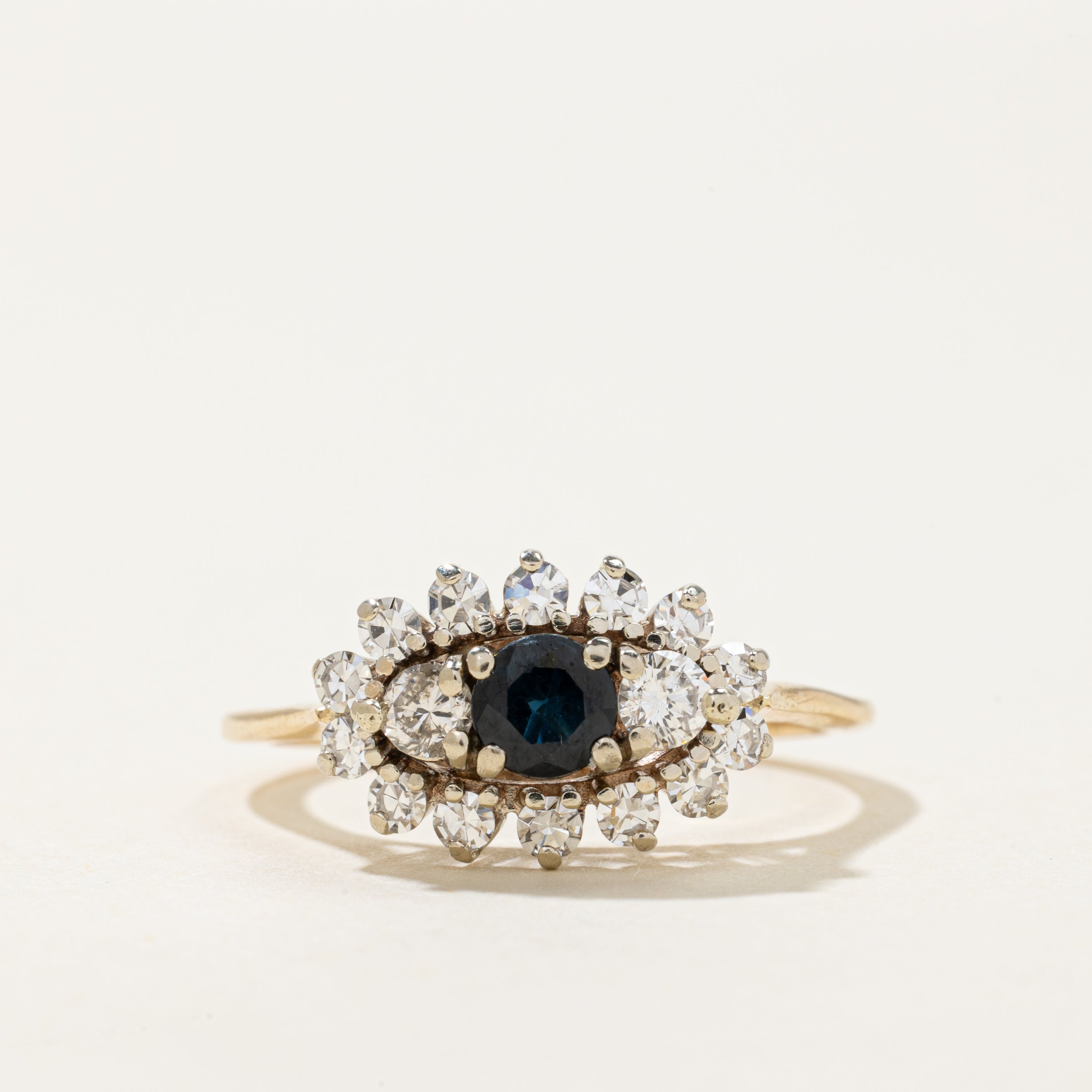 Diamond & Sapphire Cathedral Ring | 0.50ctw | 0.30ct | SZ 6.75
