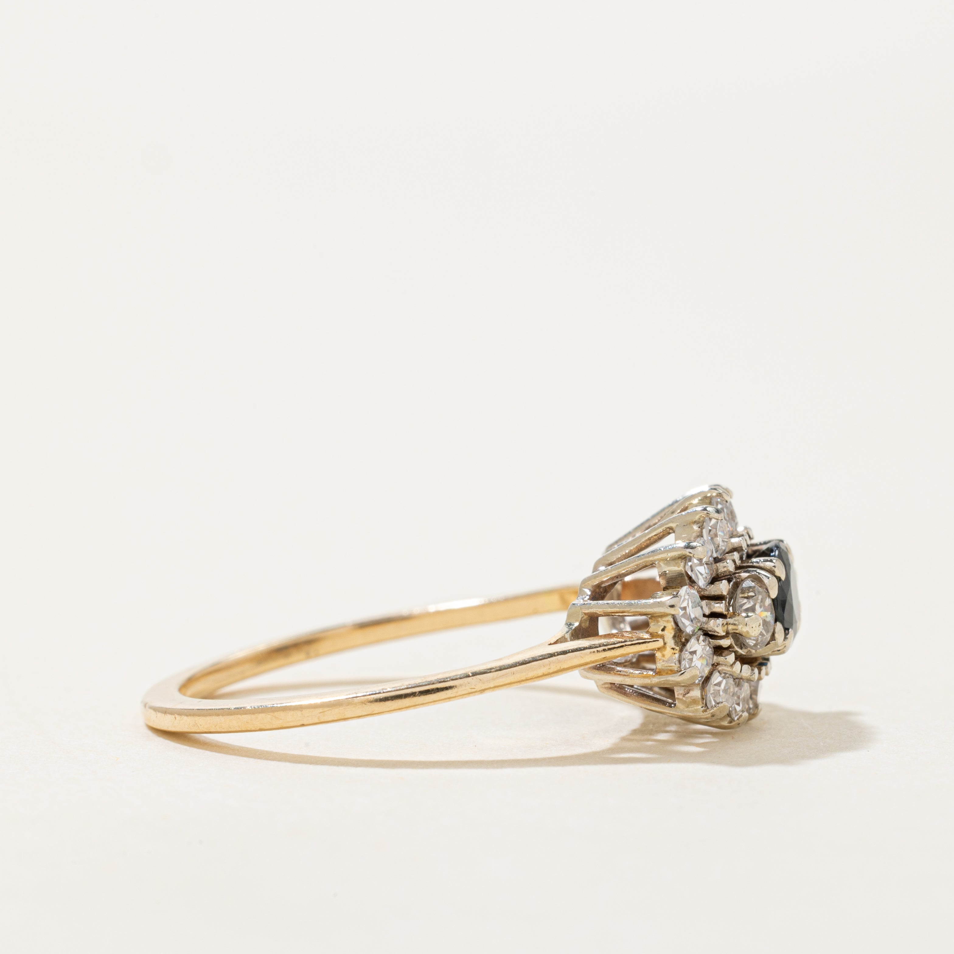Diamond & Sapphire Cathedral Ring | 0.50ctw | 0.30ct | SZ 6.75