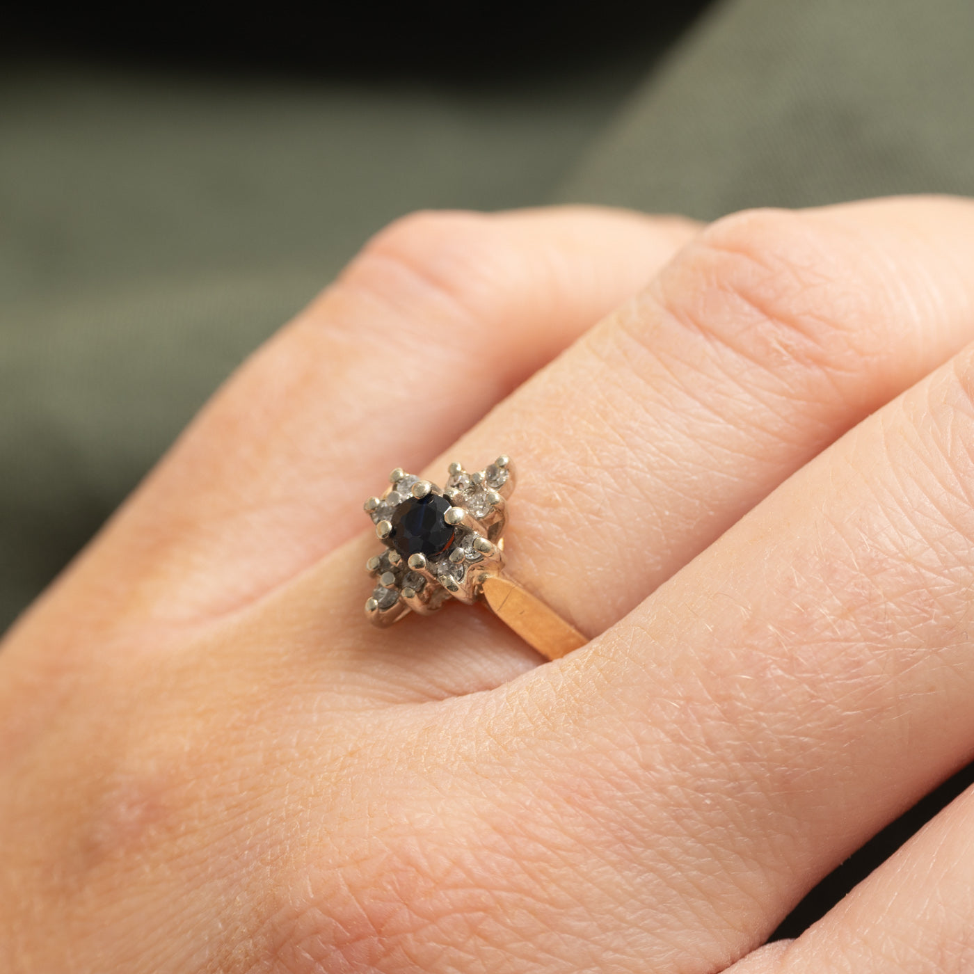 Sapphire & Diamond Floral Halo Ring | SZ 6.0