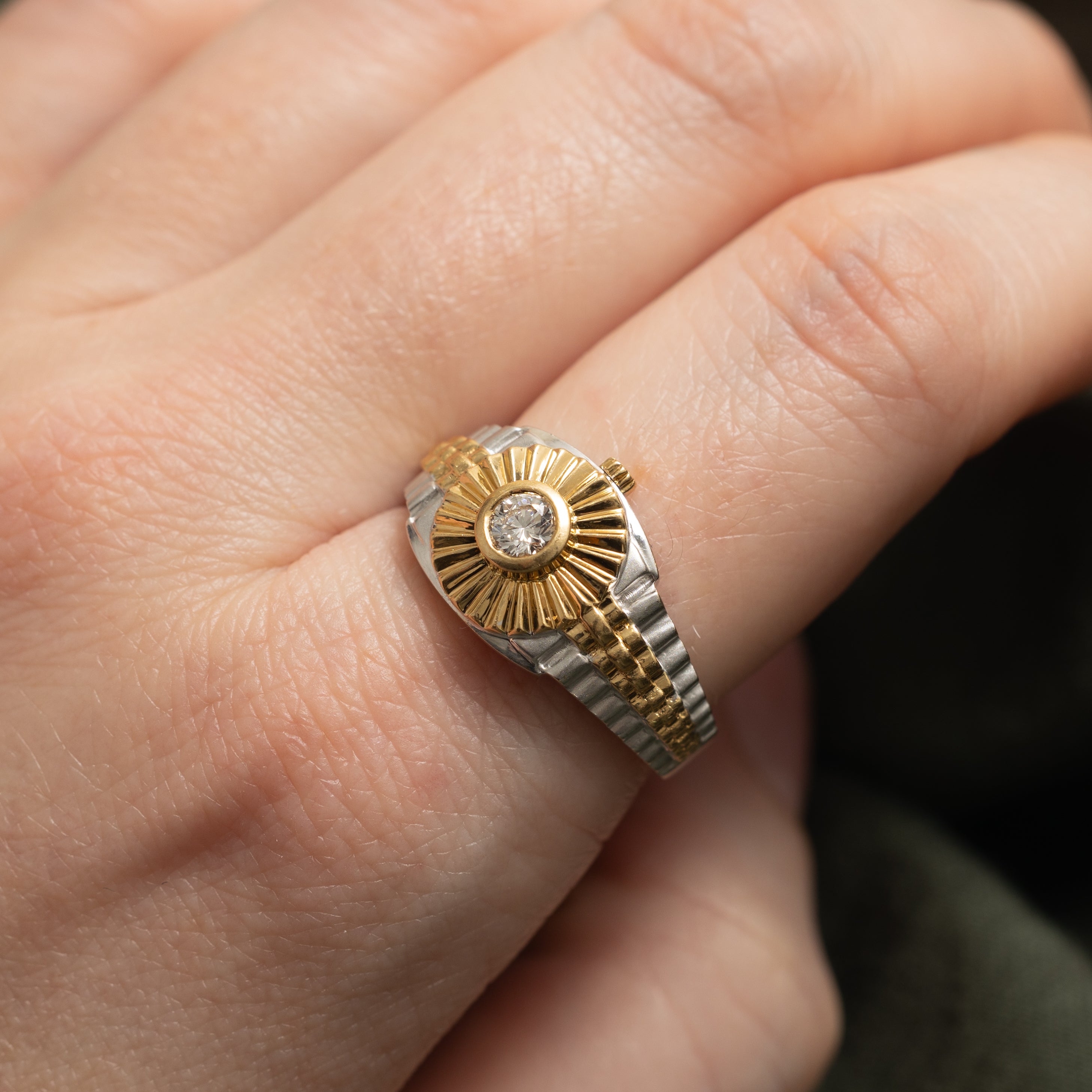 18k Bezel Set Diamond Watch Style Ring | 0.26ct | SZ 9.75