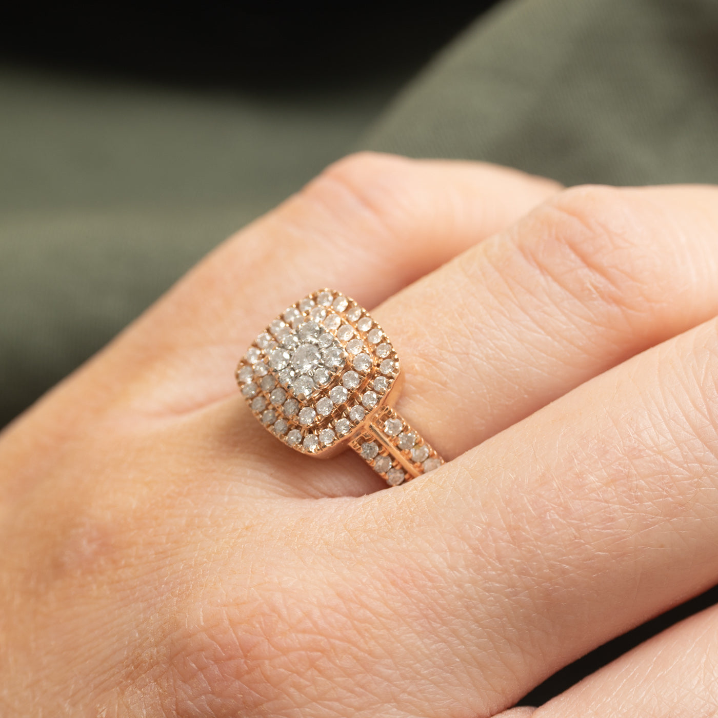 Bague cocktail double halo sertie de diamants illusion | 0,50 ct | Taille 8