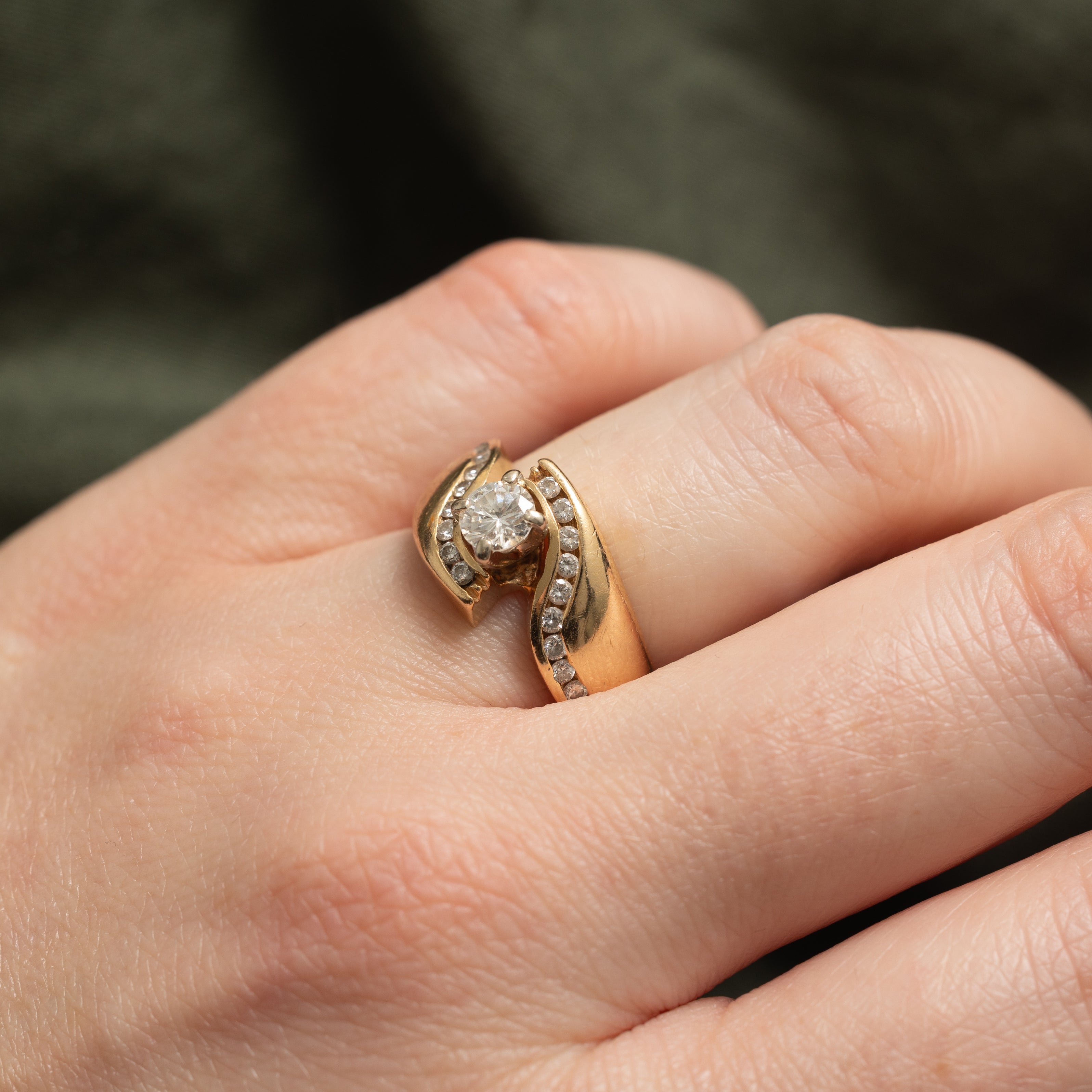 14k Diamond Wave Bypass Ring | 0.40ct SI1 G/H, 0.44ctw | SZ 6.25