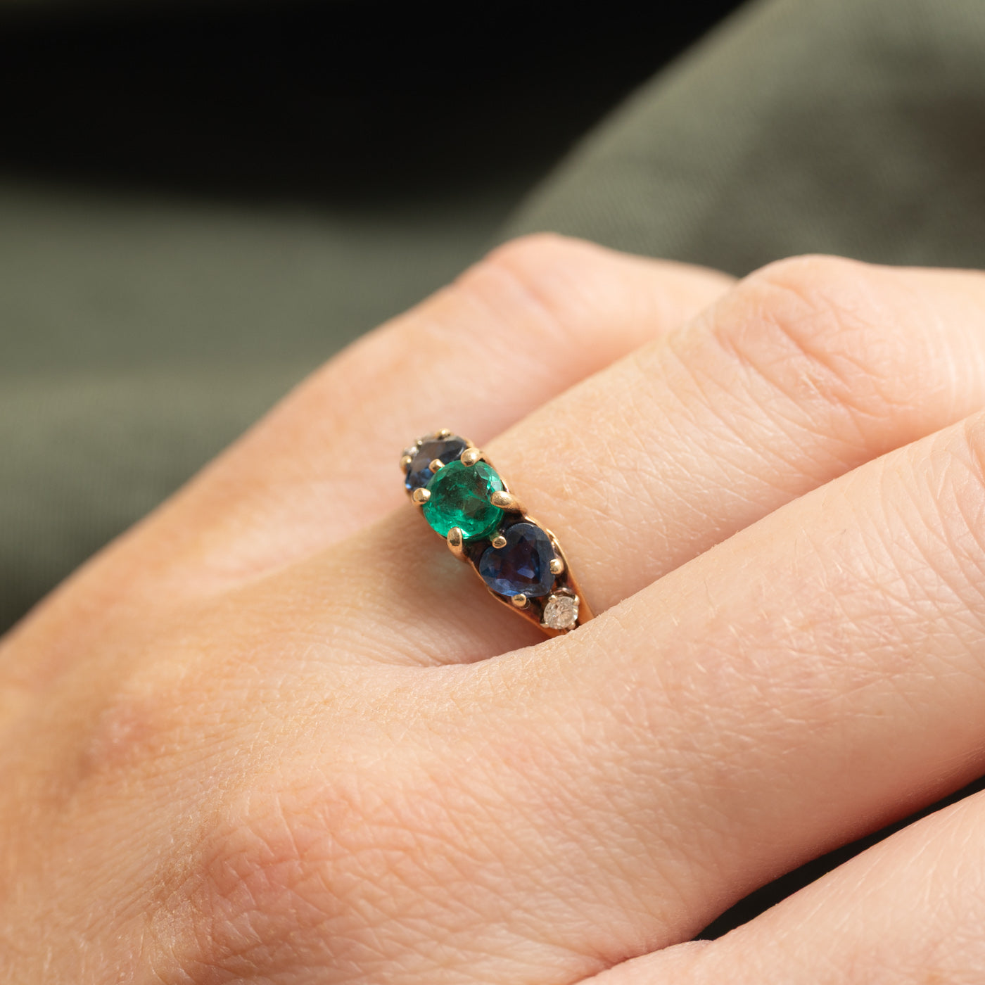 Emerald, Topaz & Diamond Ring | 0.90ct, 0.04ctw | SZ 6.25