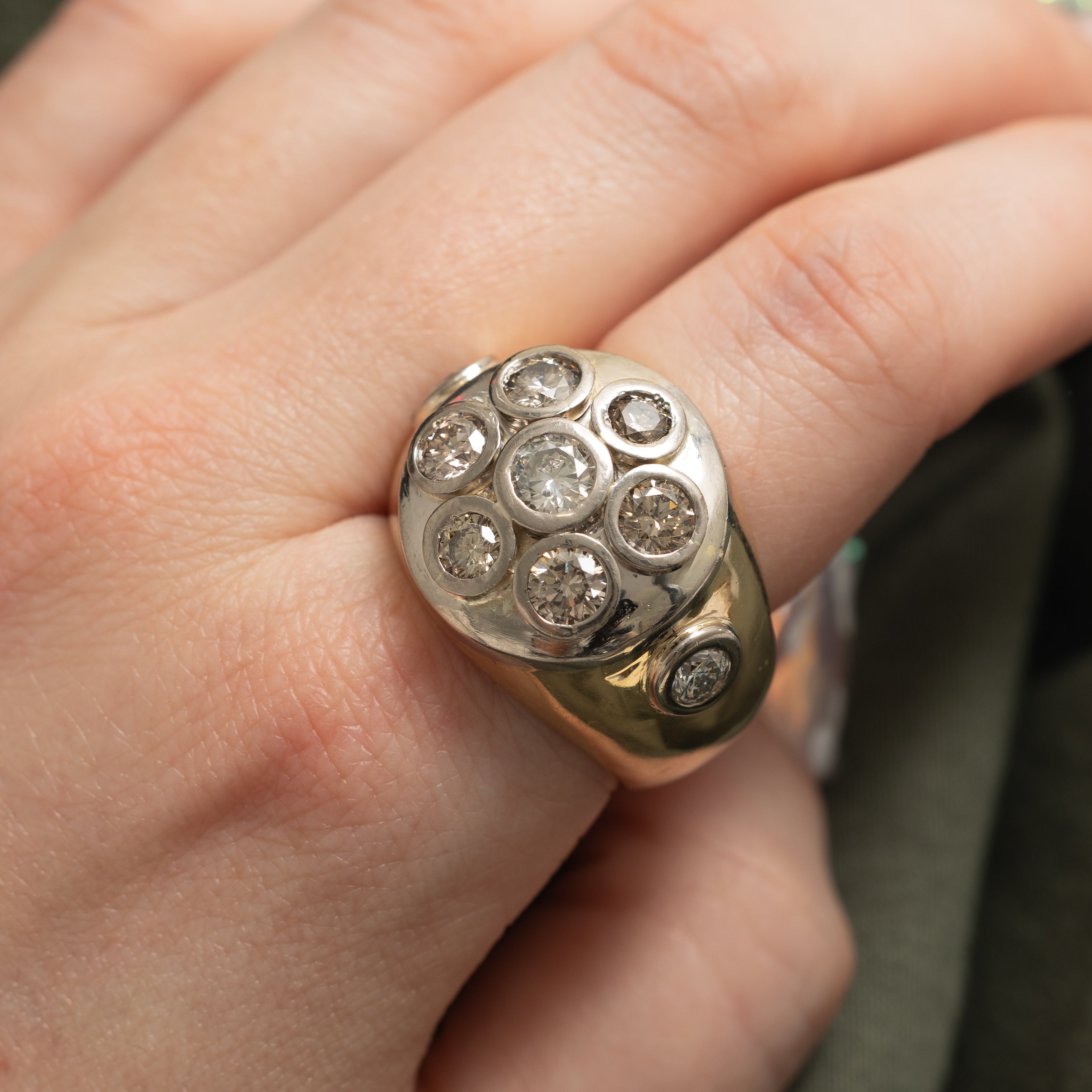 Bezel Set Diamond Cluster Chunky Cocktail Ring | 3.13ctw | SZ 11.5
