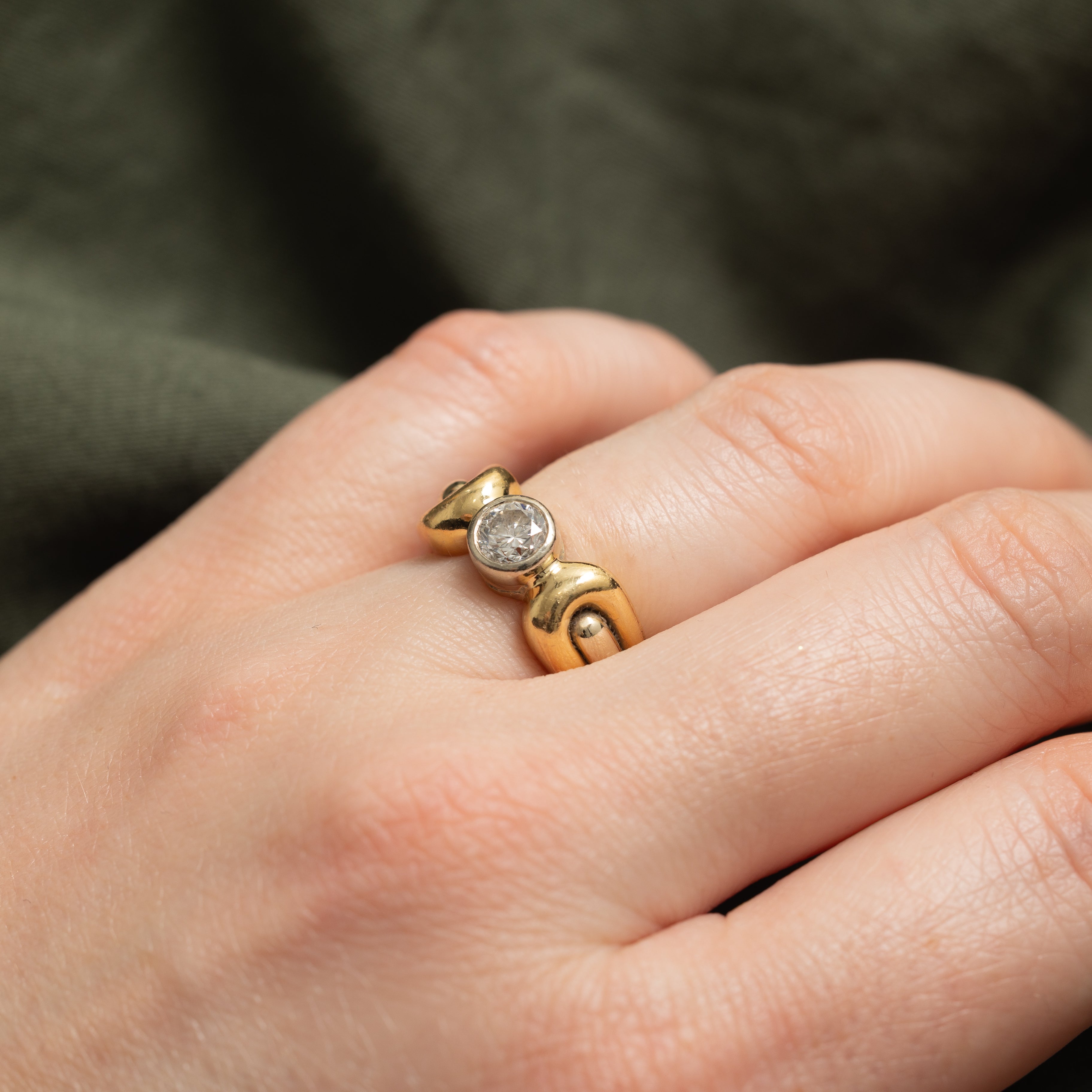 18k Bezel Set Diamond Looped Ring | 0.70ct SI2/I1 I | SZ 4.75