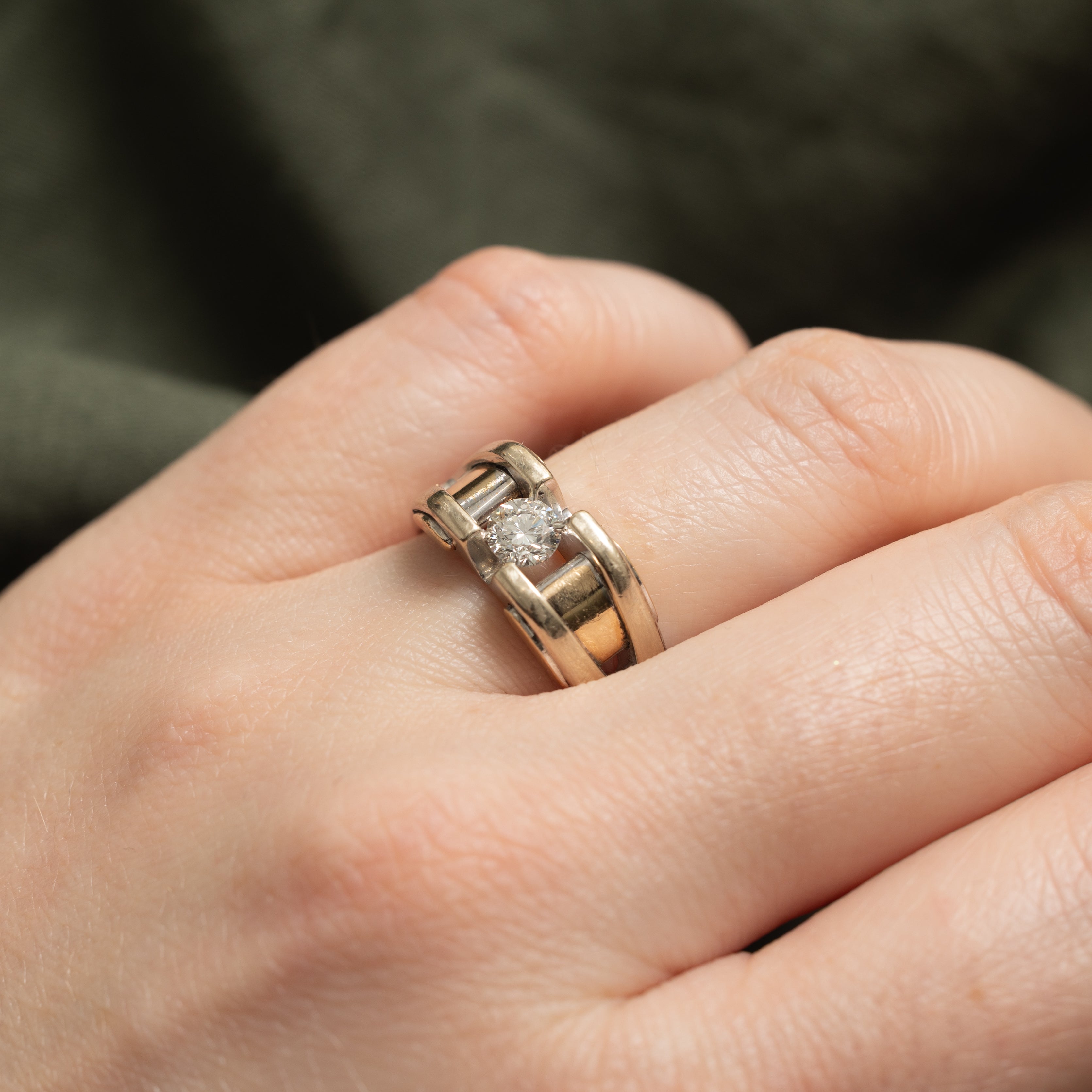10k Deep Set Diamond Chunky Ring | 0.36ct SI1 G/H | SZ 8