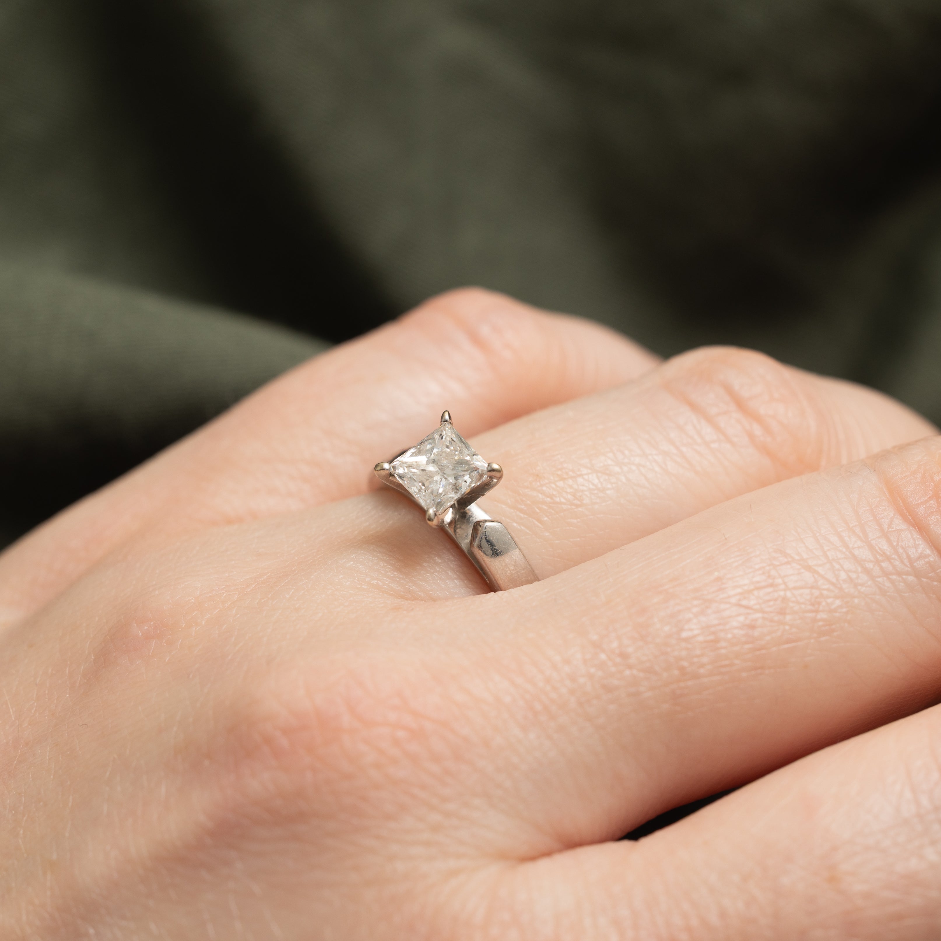 14k Solitaire Princess Cut Diamond Ring | 1.01ct I2 I | SZ 5.75