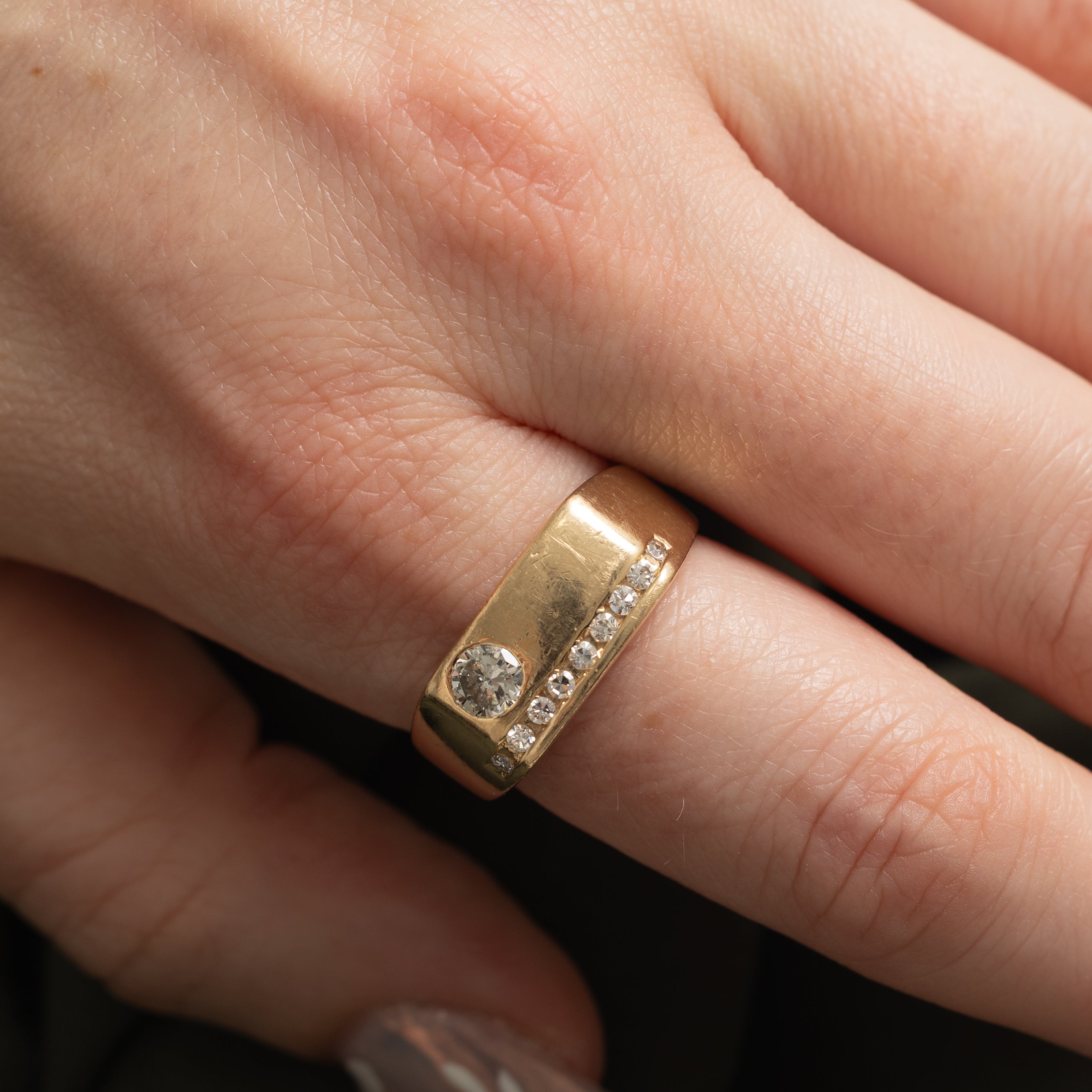 14k Flush Set Diamond Accented Ring | 0.55ctw | SZ 10