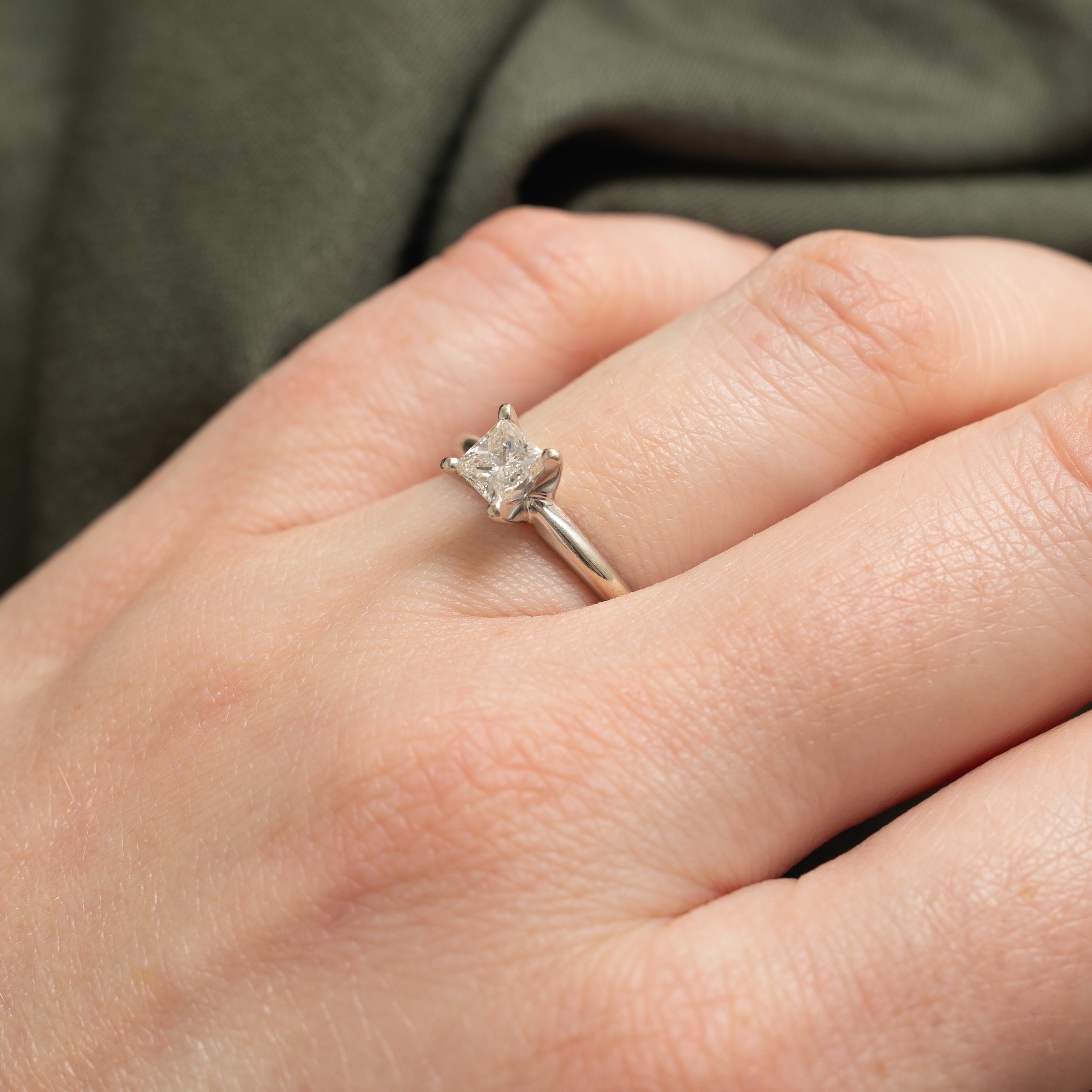 14k Princess Cut Solitaire Diamond Ring | 0.55ct I2 I/J | SZ 5.75
