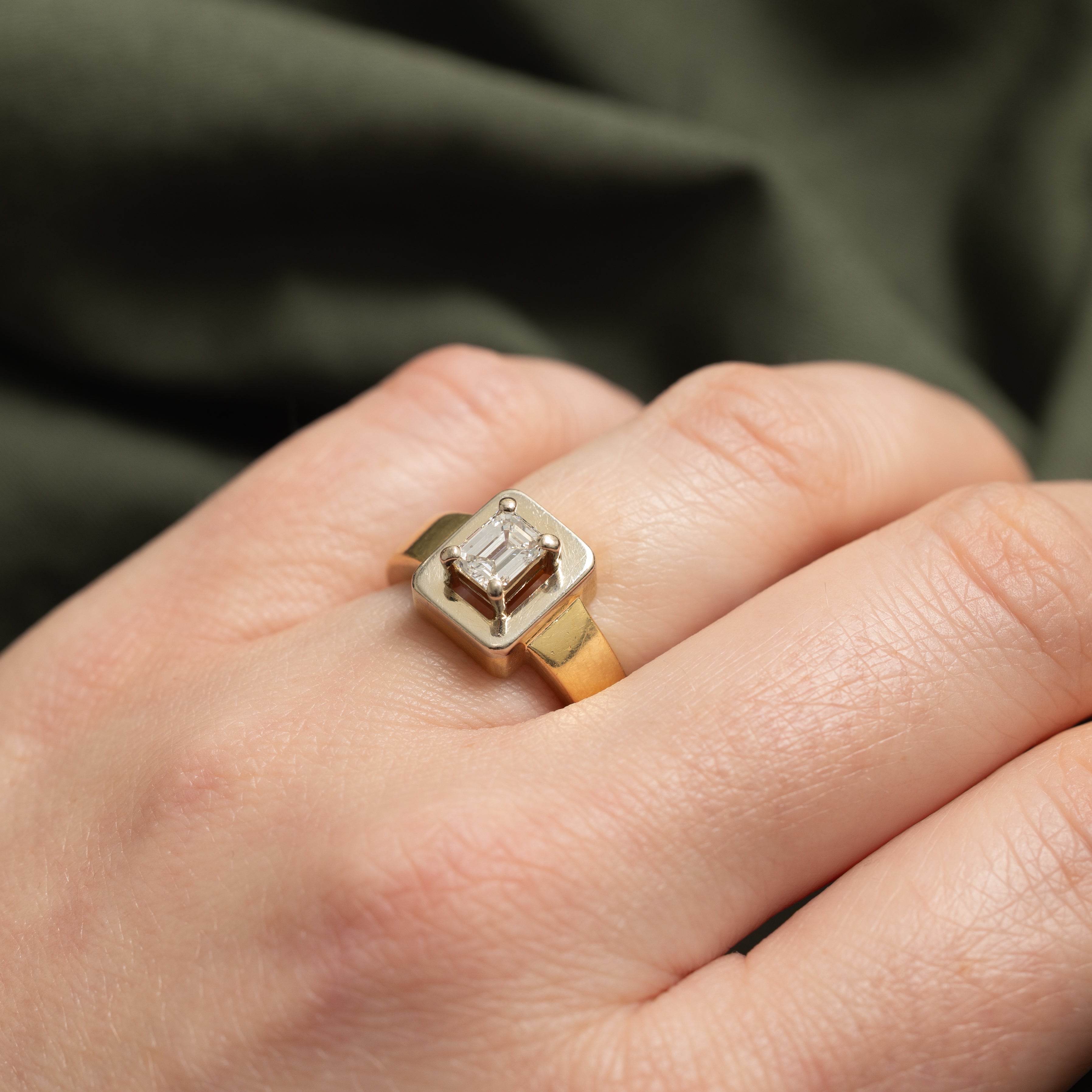 18k Emerald Cut Diamond Framed Ring | 0.57ct VS1 G/H | SZ 5.5