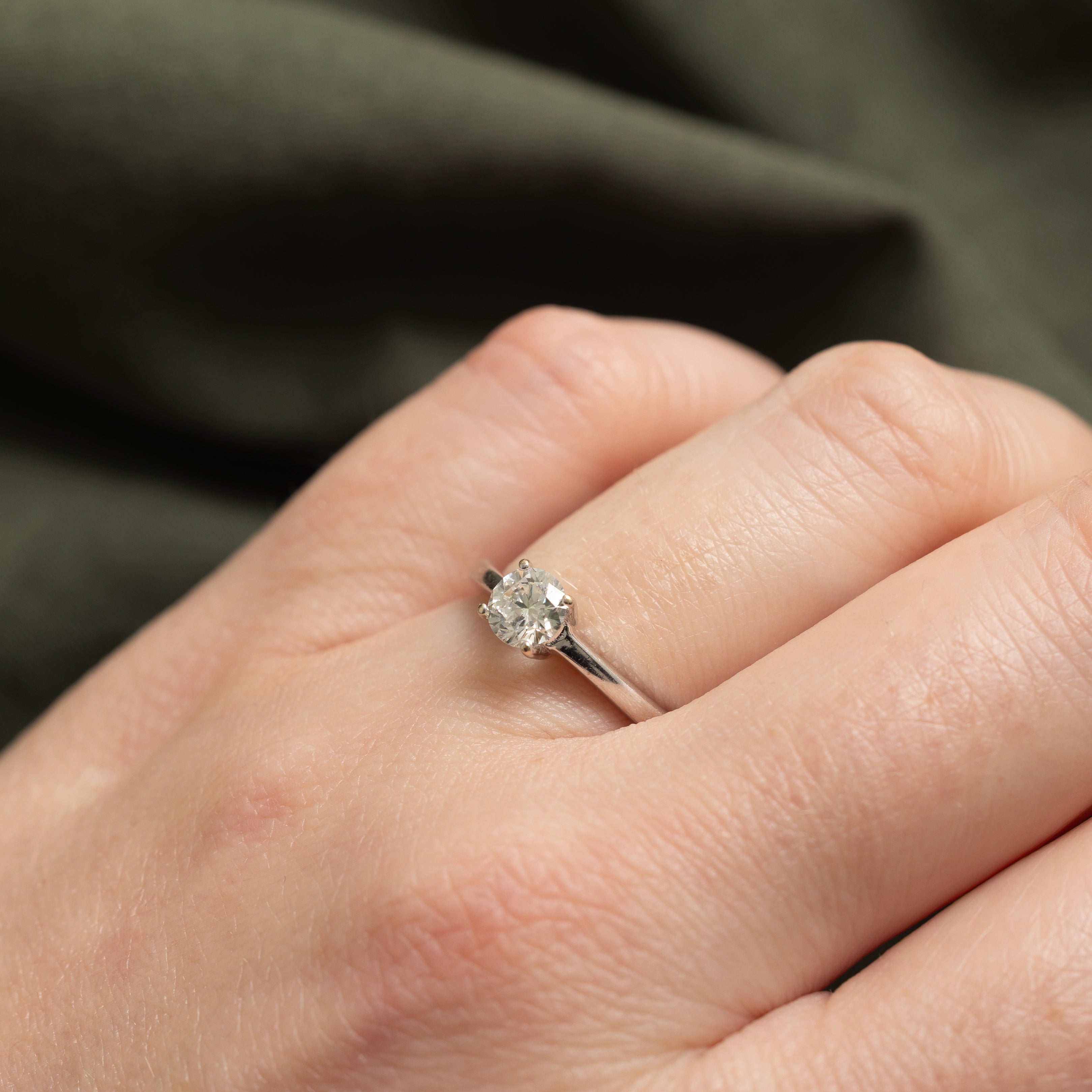 14k Solitaire Round Brilliant Diamond Ring | 0.46ct VVS2/VS1 G/H | SZ 5.5