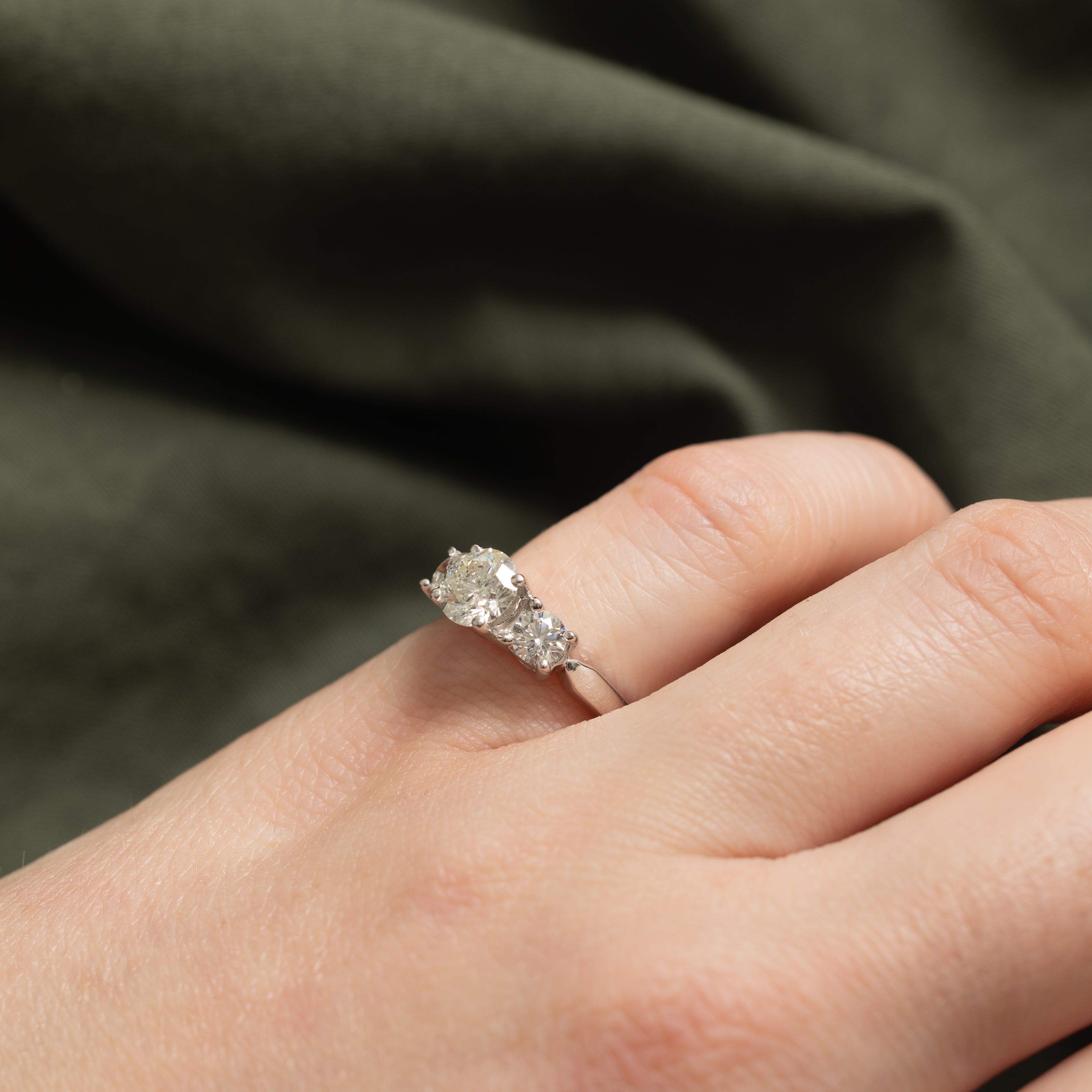 14k Three Stone Diamond Ring | 0.78ct I1 I/J, 0.80ctw | SZ 3.75