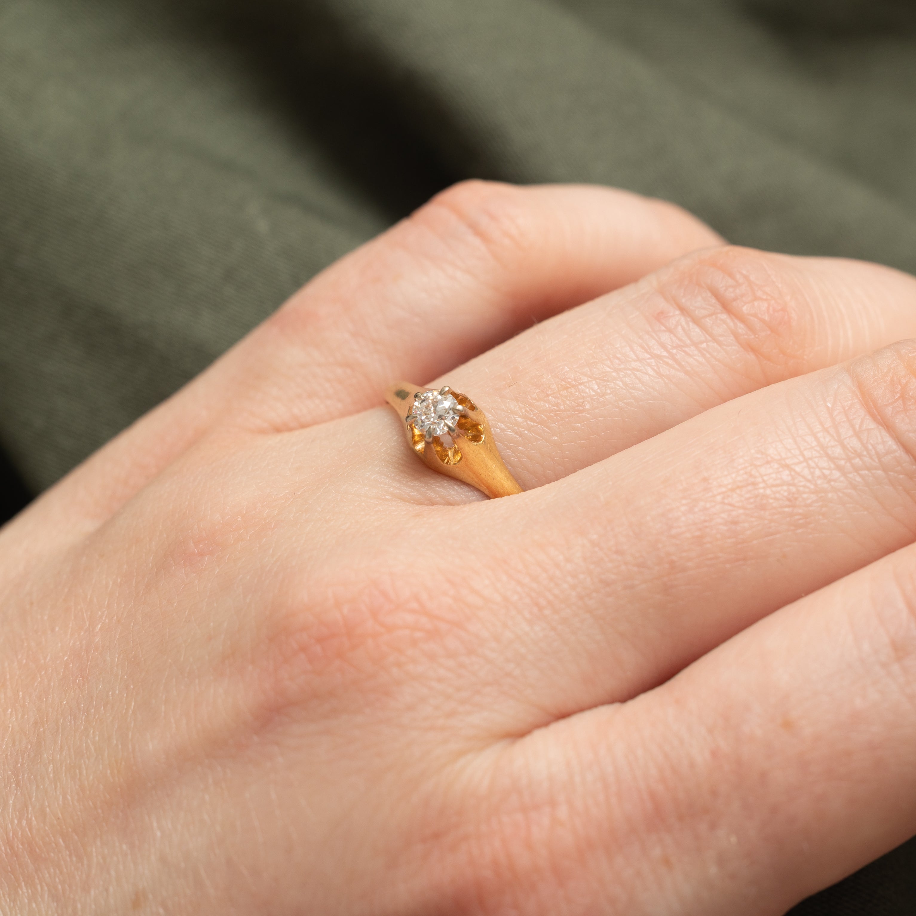 Antique ‘Dingwall’ 18k Old European Cut Diamond Ring | 0.20ct VS2 G/H | SZ 8.25
