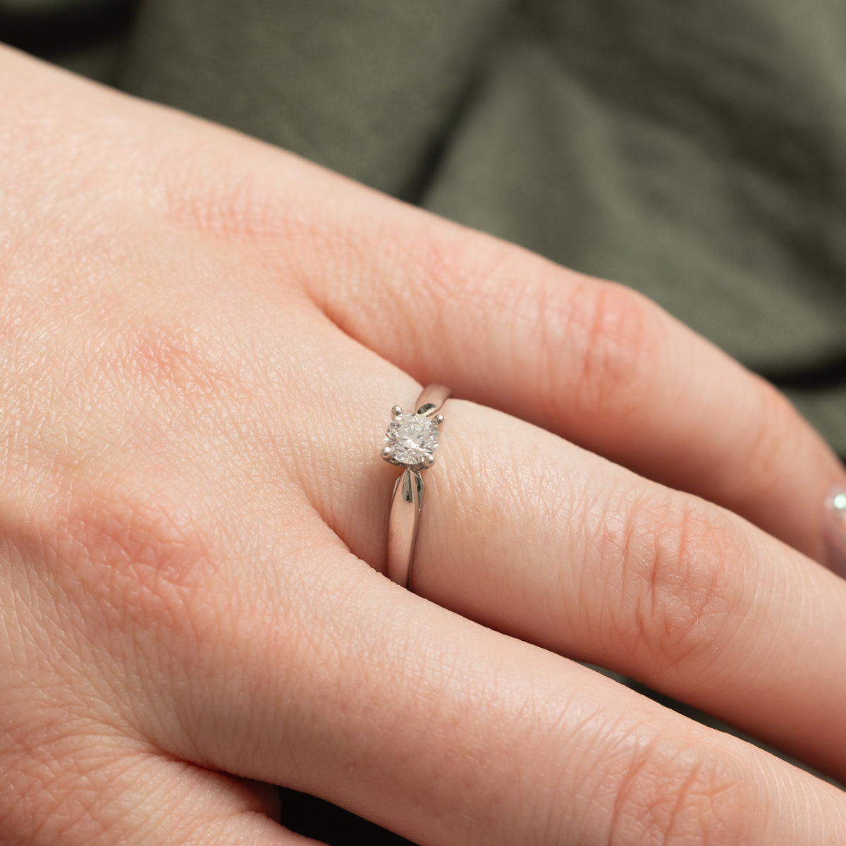 14k Round Brilliant Solitaire Diamond Ring | 0.35ct I2 G/H | SZ 5.25