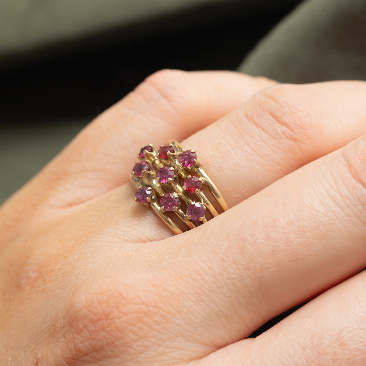 Ruby Geometric Cluster Ring | 0.75ctw | SZ 7.25
