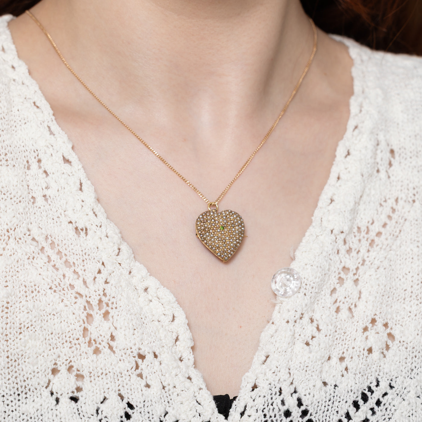 Garnet & Pearl Heart Pendant Brooch | 0.02ctw