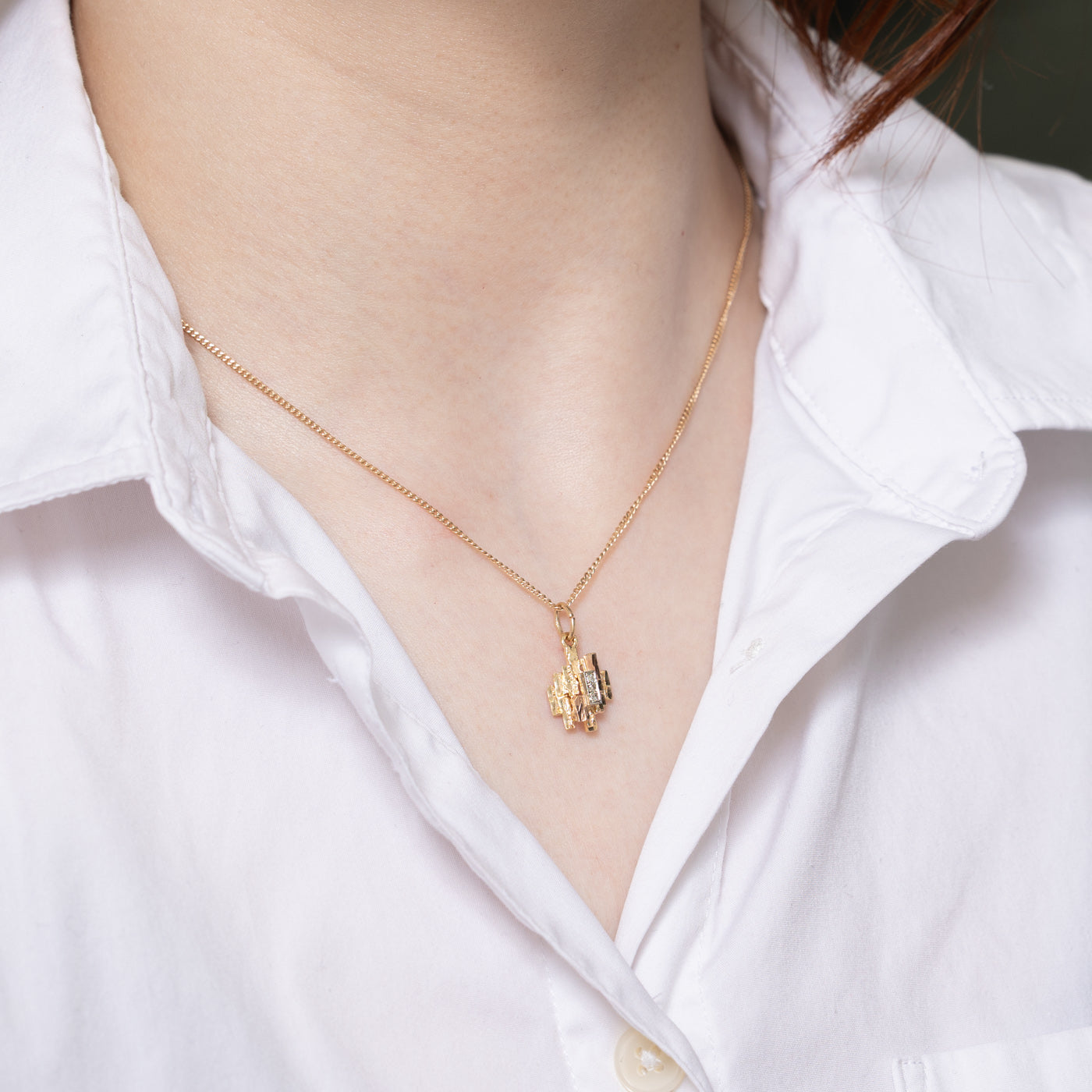 Three Stone Diamond Textured Pendant | 0.03ctw