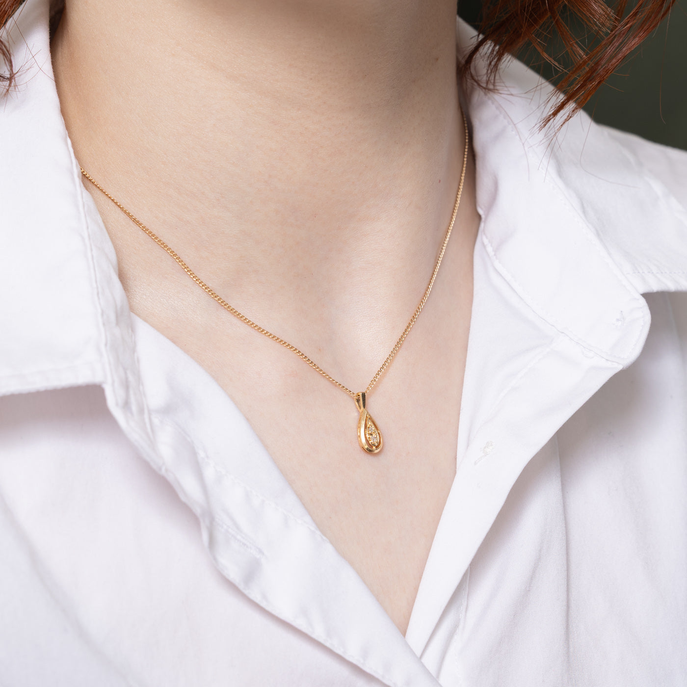 Diamond Pear Shaped Drop Pendant | 0.03ctw