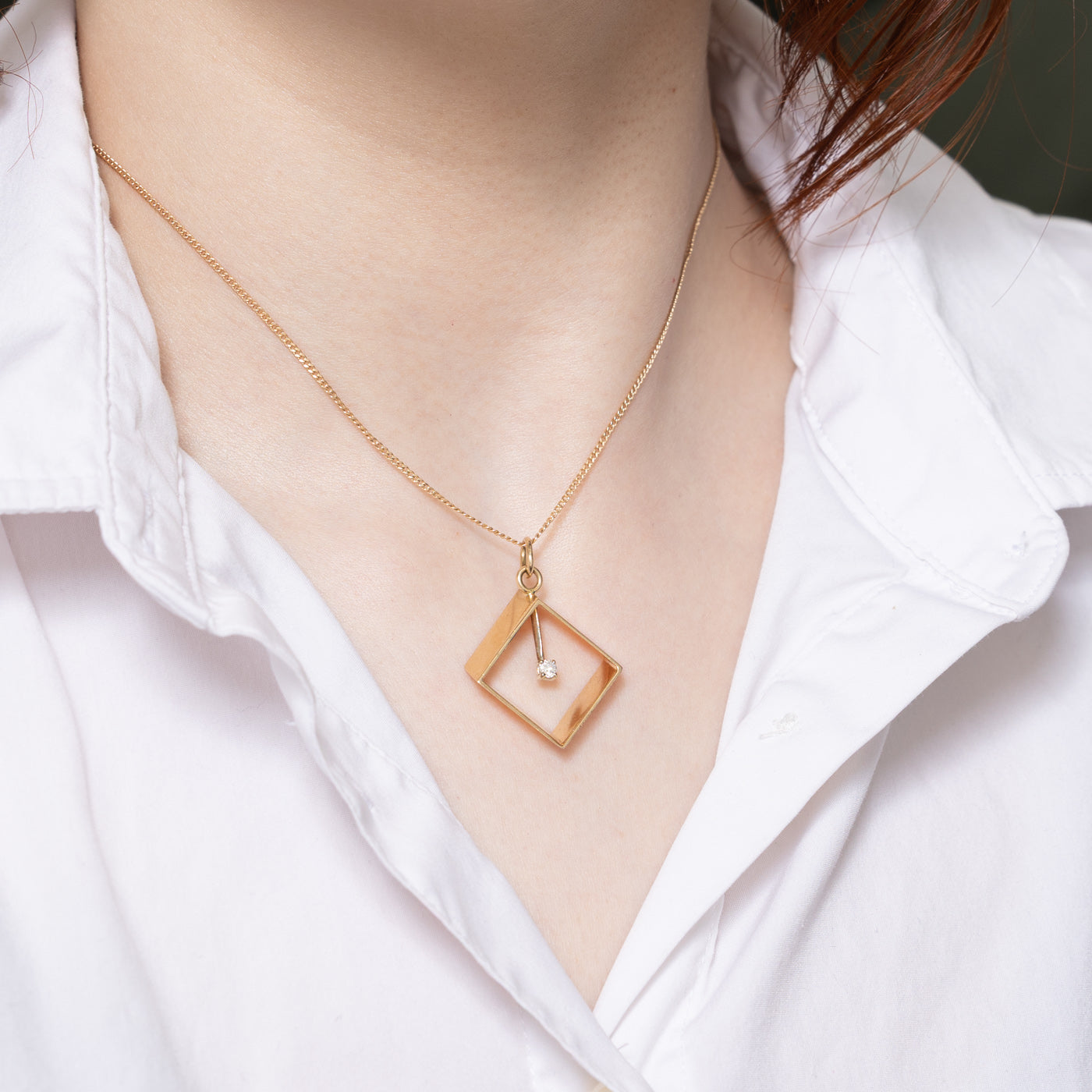 Dangling Diamond Cube Pendant | 0.09ct