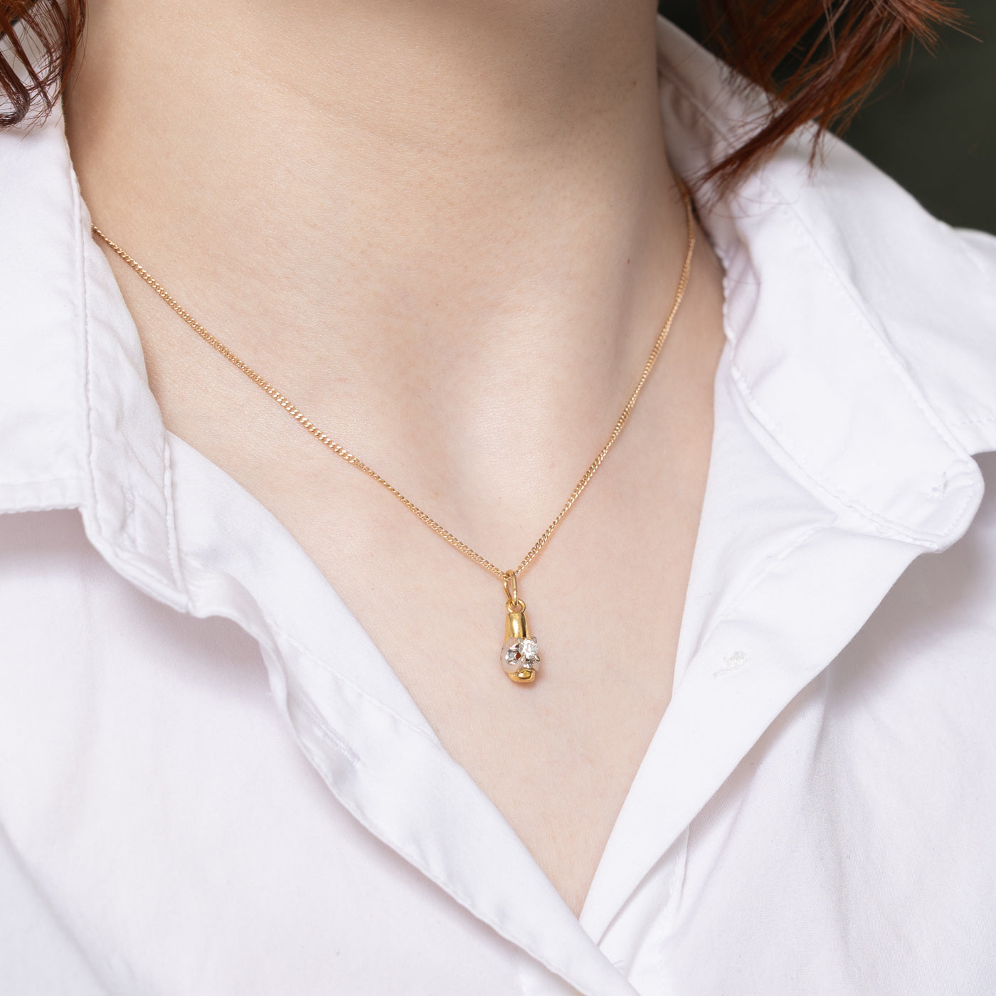Two Tone Gold Diamond Pendant | 0.13ct