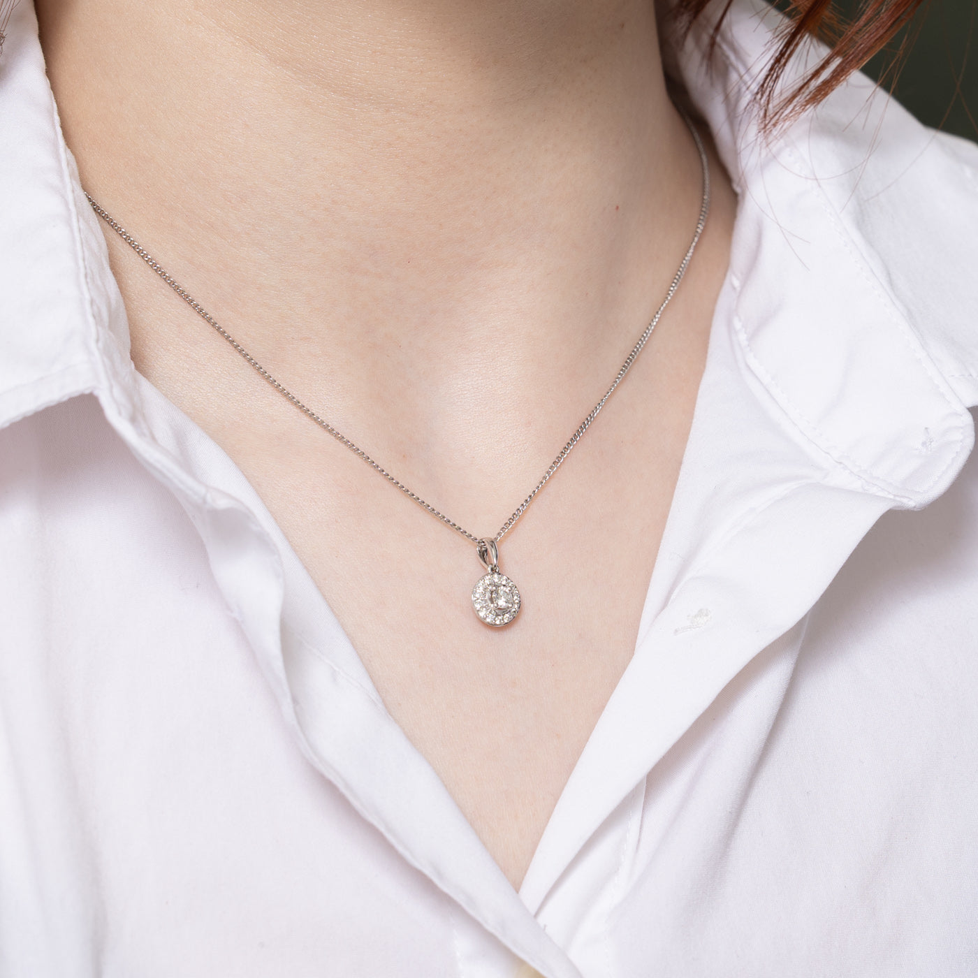 Diamond Halo Circle Pendant | 0.30ctw